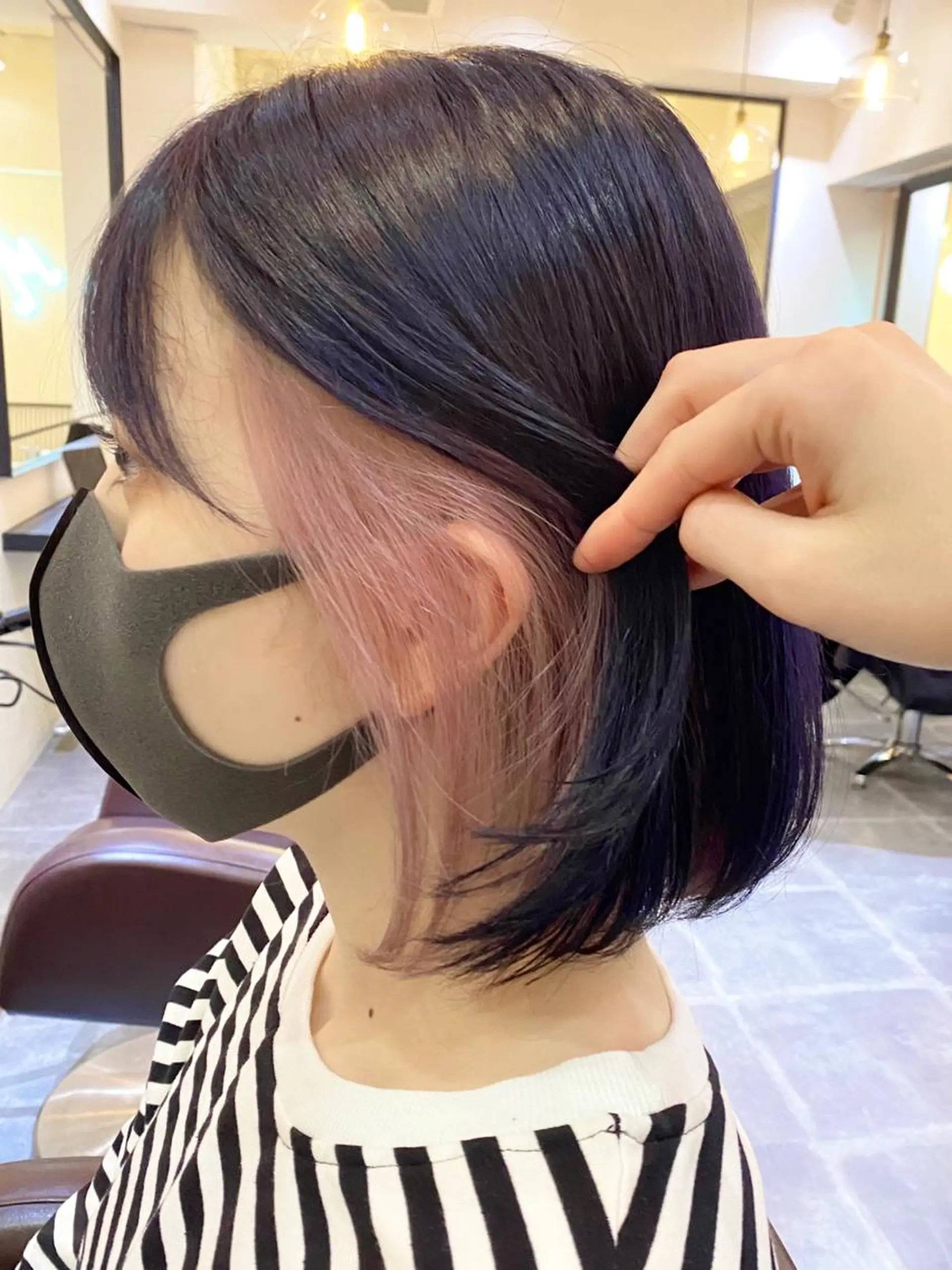 ミディアム ショートボブ ボブ ハイライト 髪質改善 縮毛矯正 ヘアカラー トリートメント 艶ピンク*ヘアセット 🌙shioriのヘアスタイル