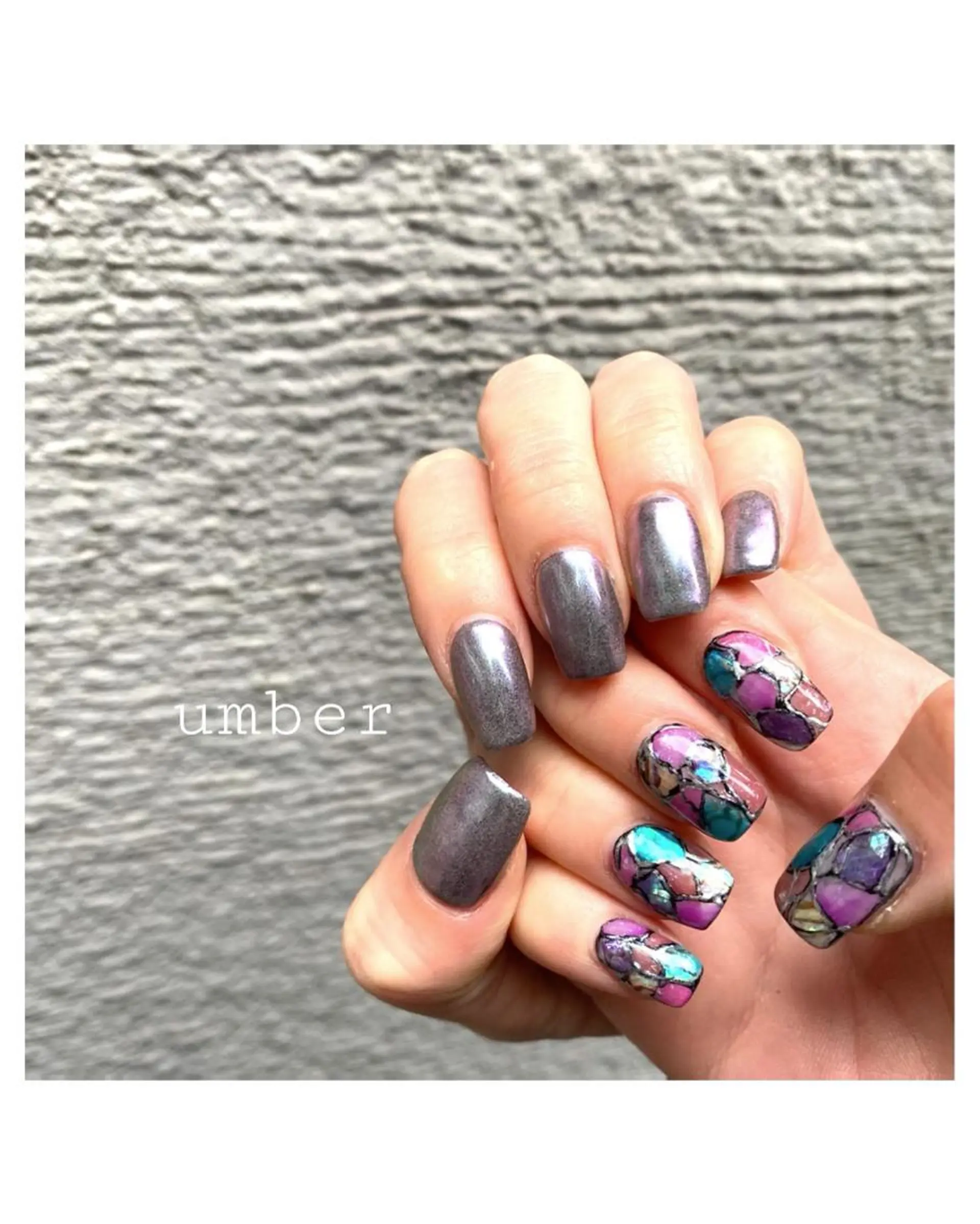 ネイル ブルー クリアネイル フラッシュネイル フットネイル フレンチネイル ハンドネイル umber 三茶1分のネイルデザイン