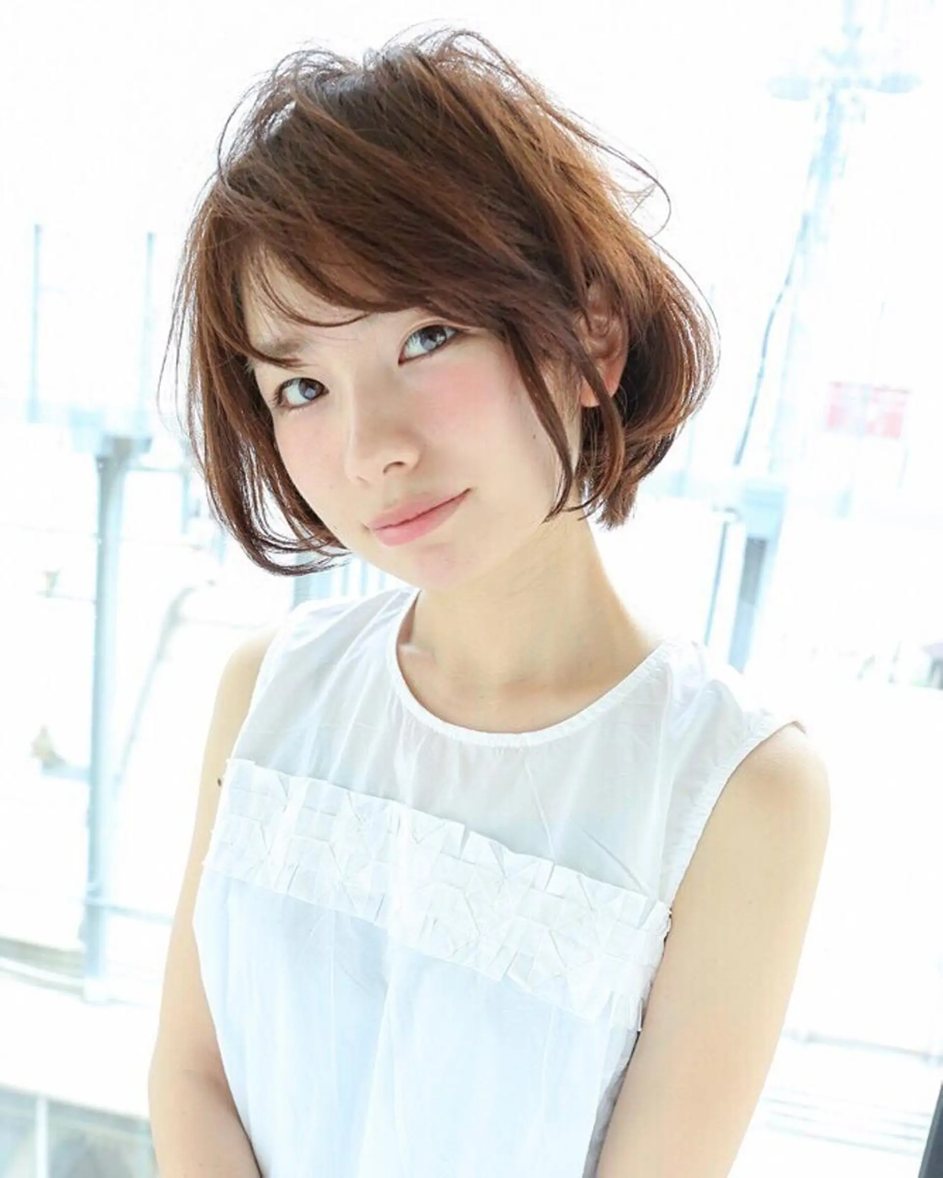 ショート カラー ベージュカラー ボブ ブリーチ/髪質改善 NYNY大久保のヘアスタイル