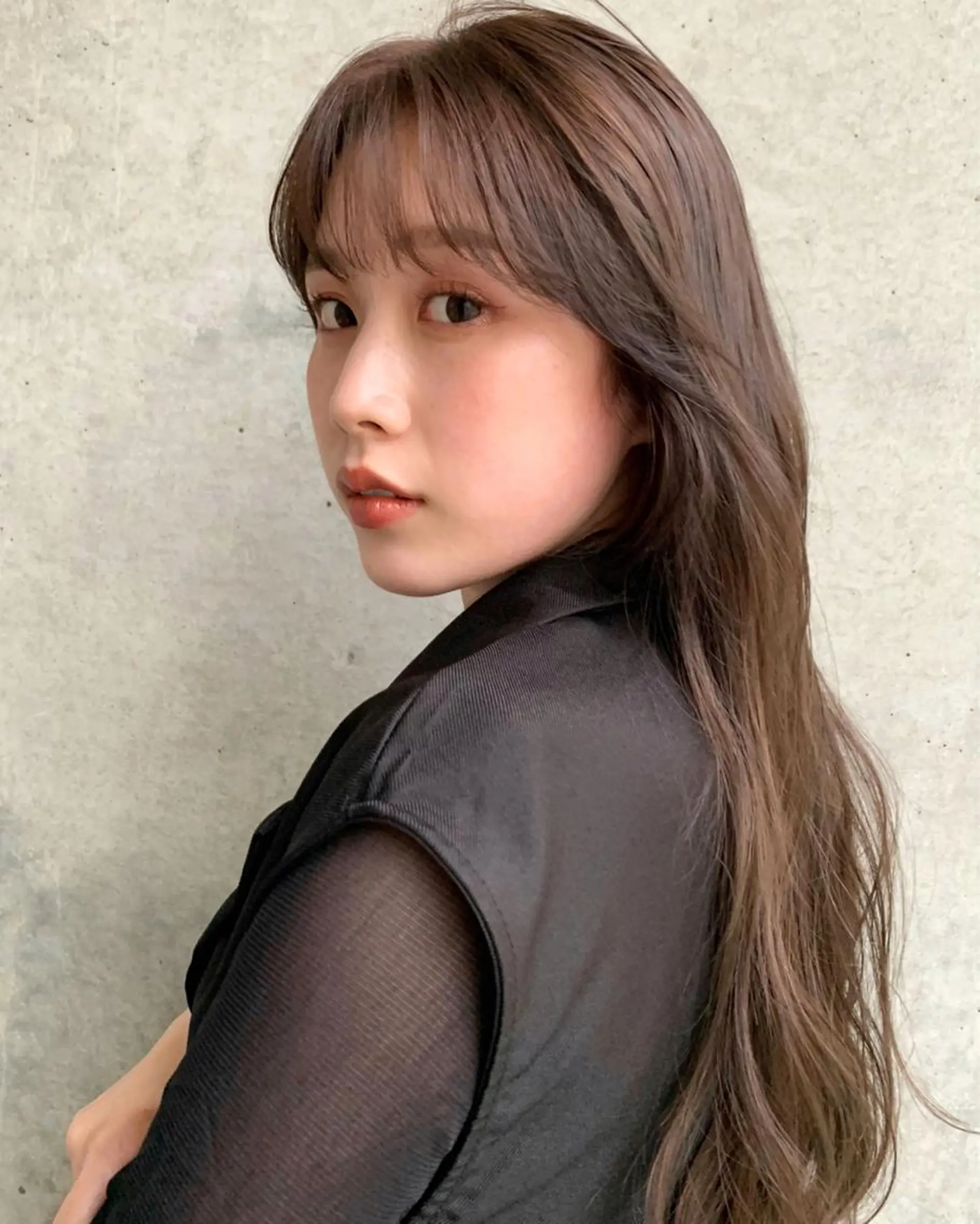 ロング カラー ベージュカラー ラベンダーカラー ラベンダーベージュ 薬院:今泉/上川美幸 ボブ/顔周りレイヤーのヘアスタイル