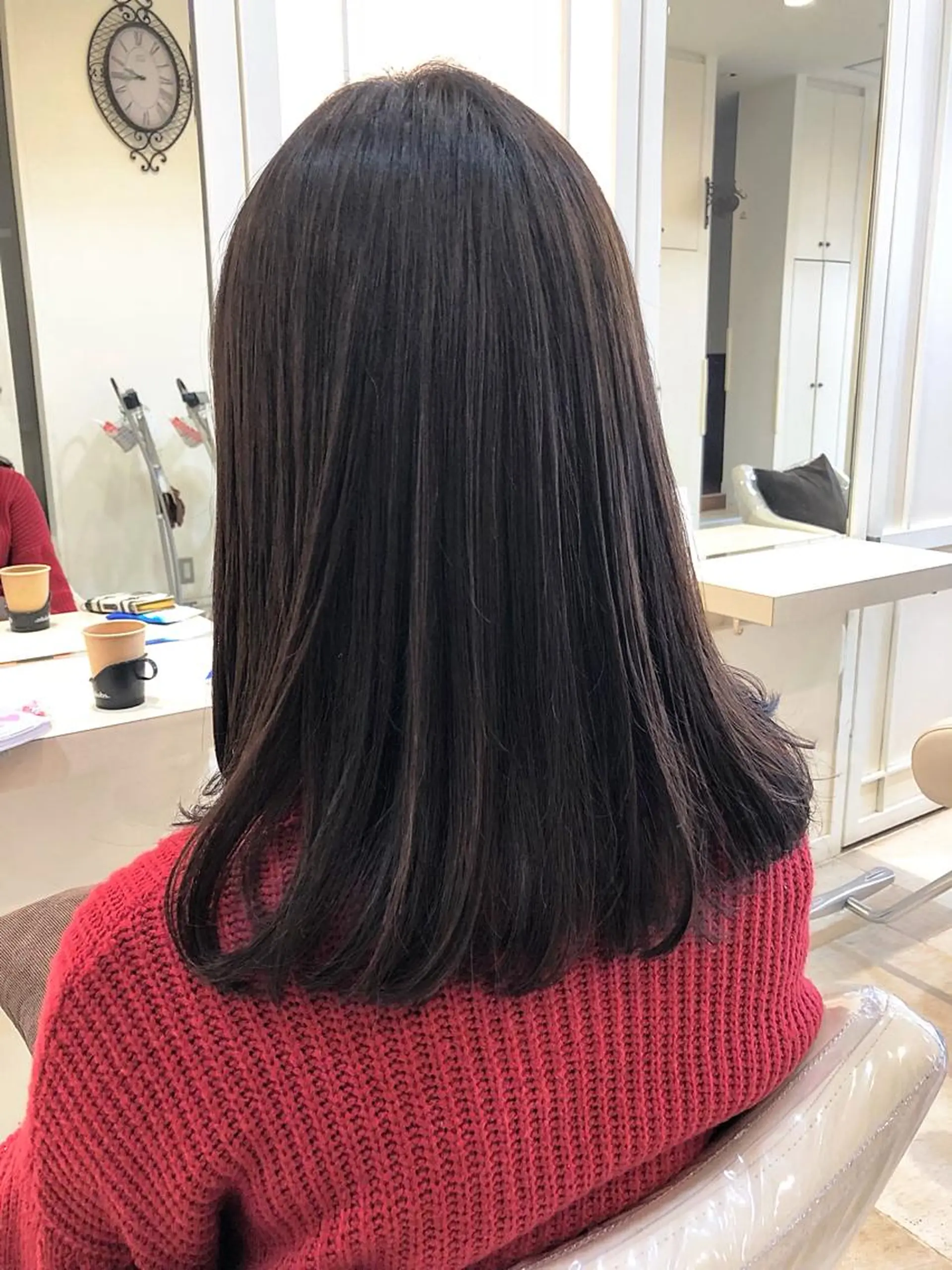 セミロング パーマ 髪質改善 縮毛矯正 カット 縮毛矯正 トリートメント 須賀 一美のヘアスタイル