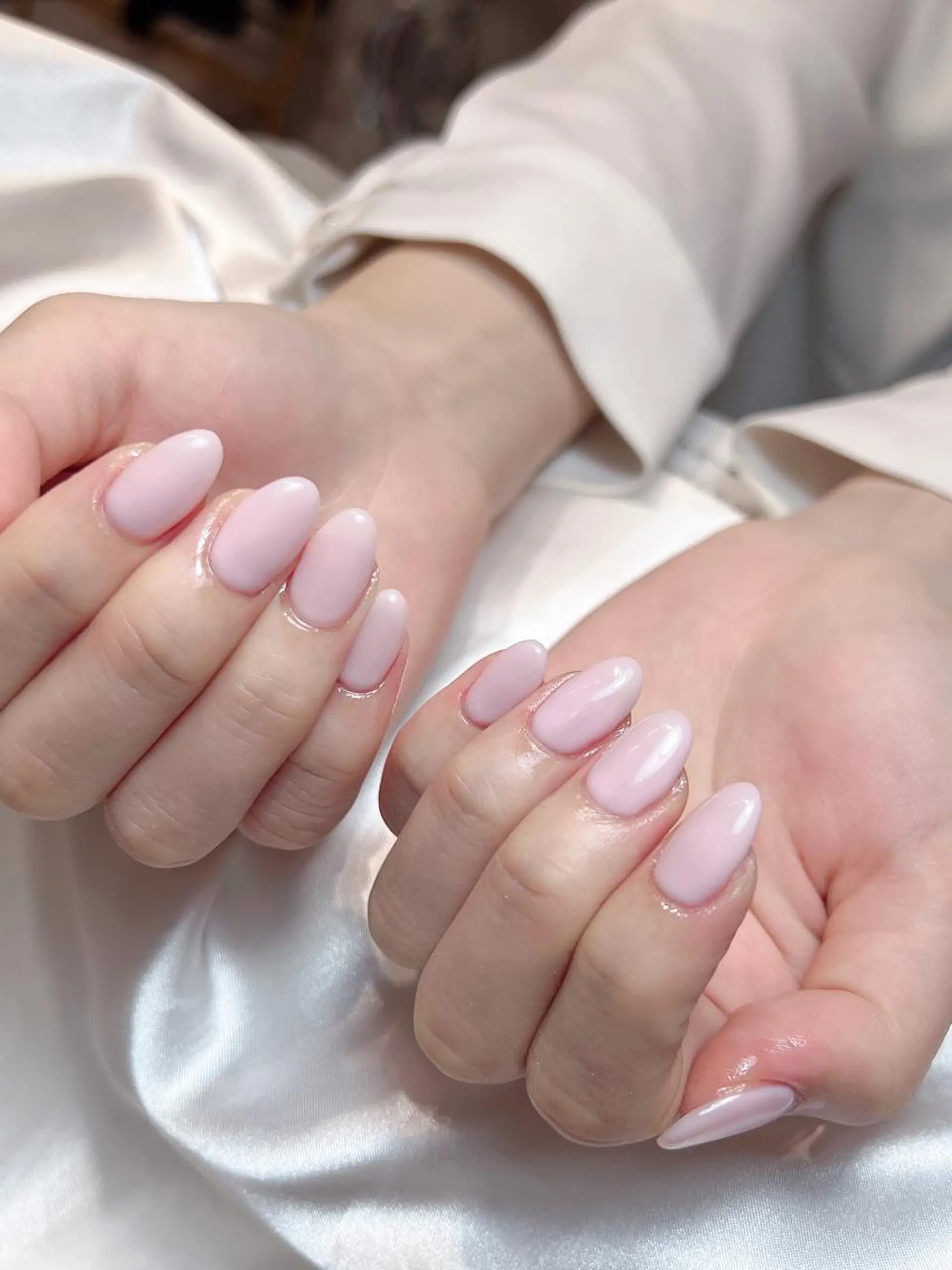 ネイル ワンカラーネイル ピンク シンプルネイル bijou nails　蓮のネイルデザイン