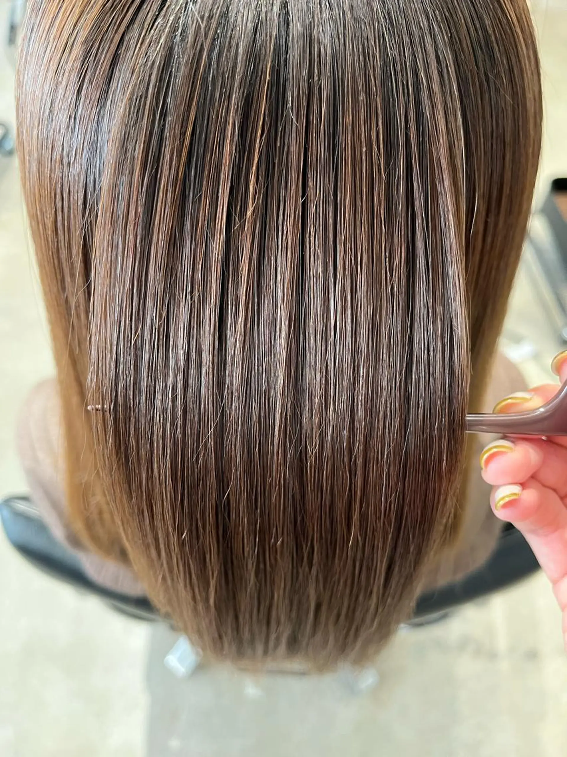 セミロング カット 縮毛矯正 トリートメント 縮毛矯正/酸性 おかにわみりのヘアスタイル