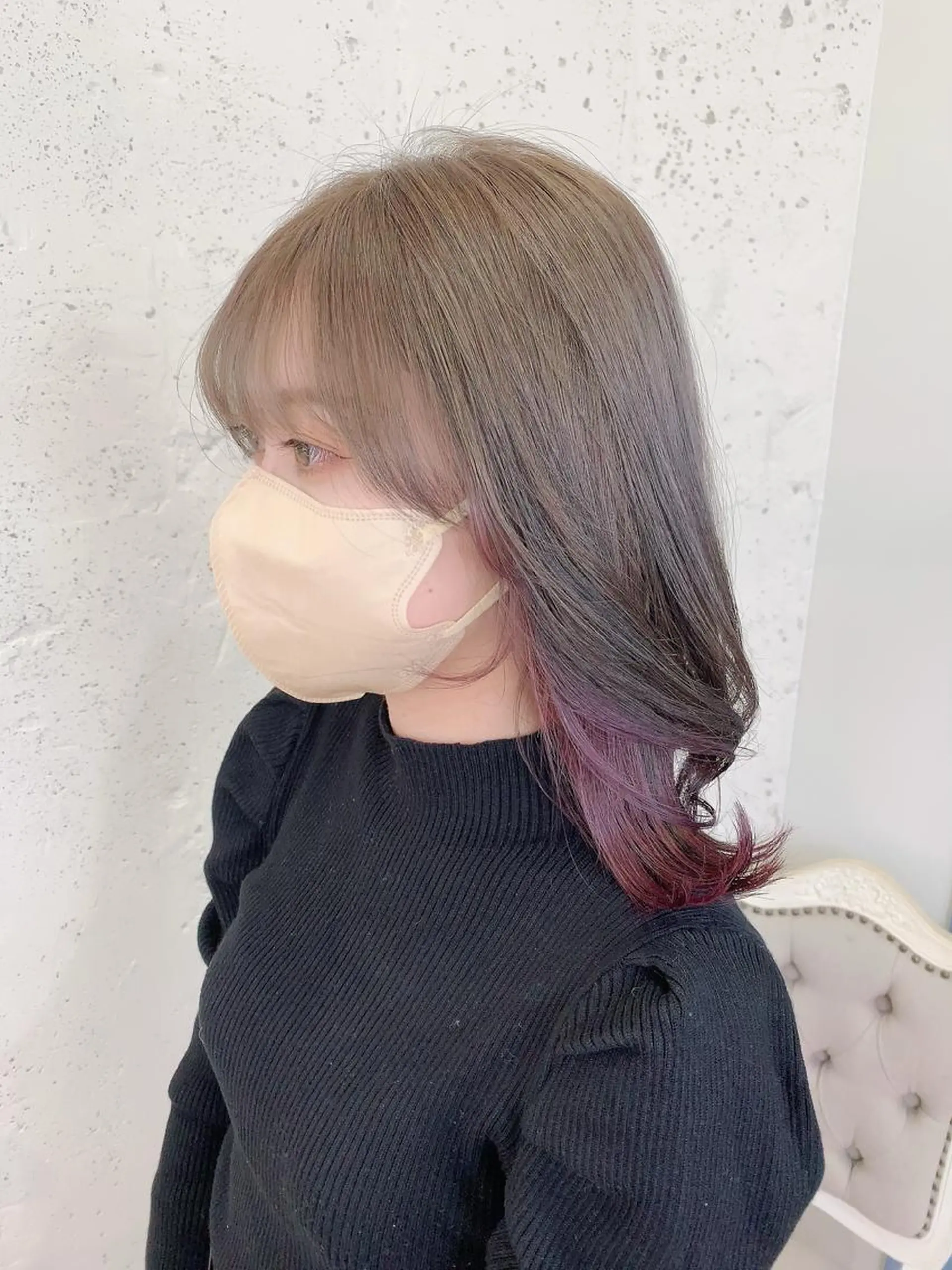 ミディアム カラー カット ヘアカラー 透明感ハイトーン🦄 キラ🌈のヘアスタイル