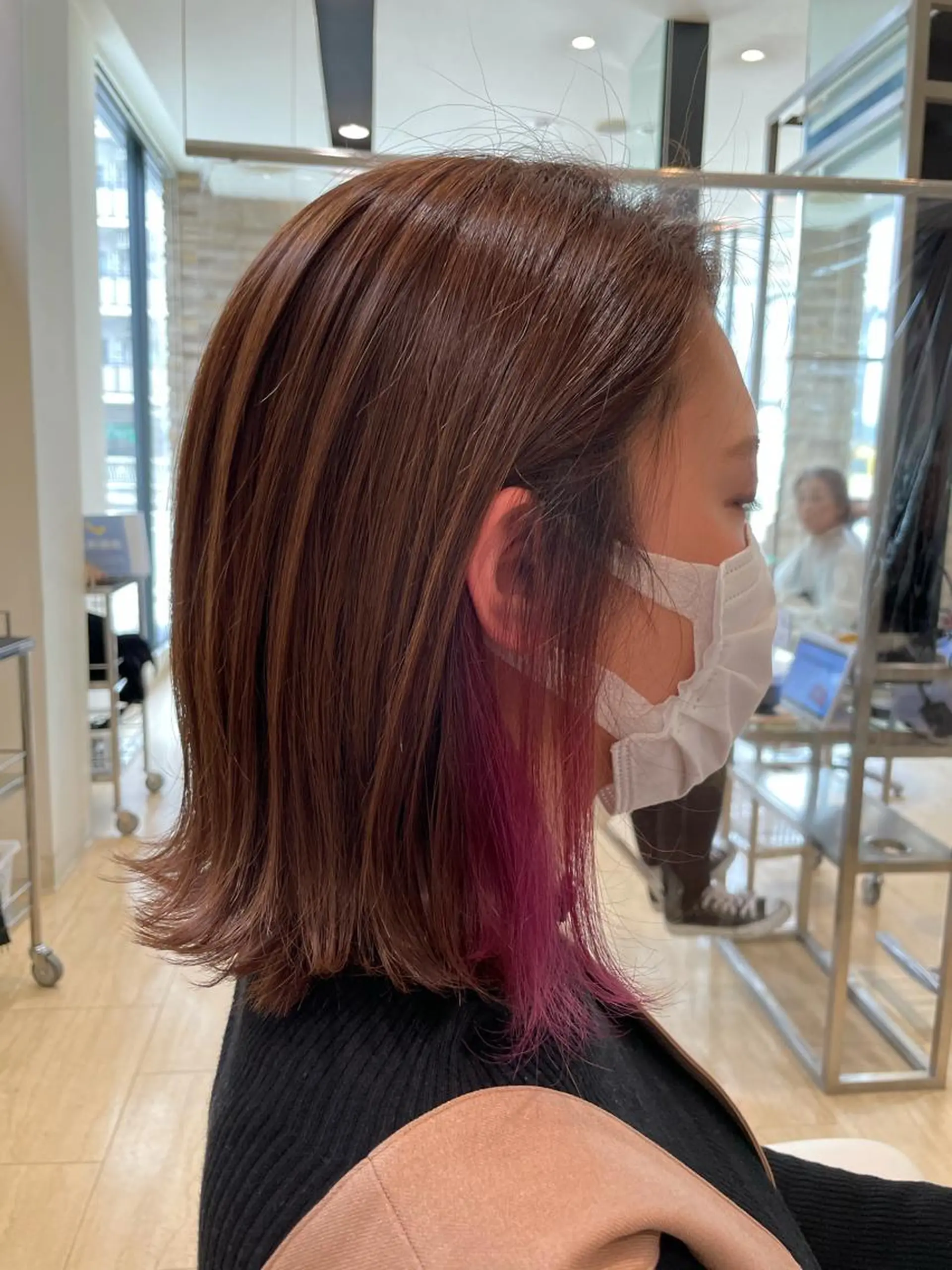 ミディアム カラー インナーカラー 骨格肌色 似合わせ/YUKAのヘアスタイル