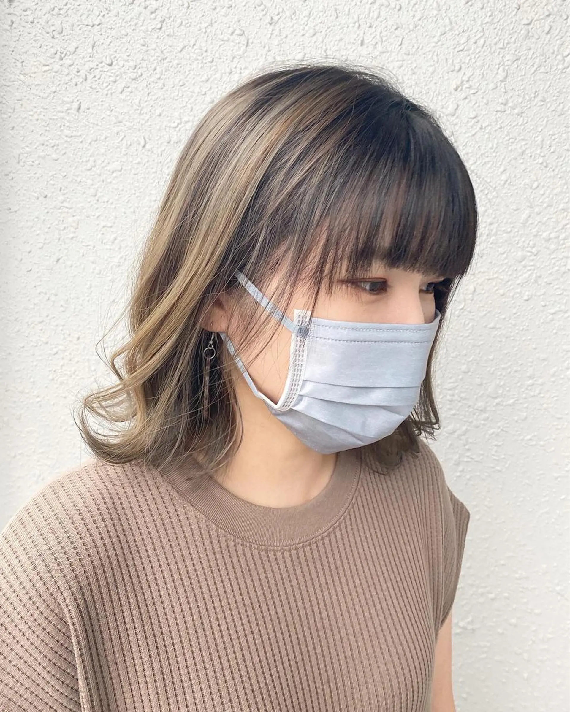 ミディアム カラー バレイヤージュ レイヤーカット カット ヘアカラー トリートメント 後藤紗英/髪質改善 /オリーブベージュのヘアスタイル