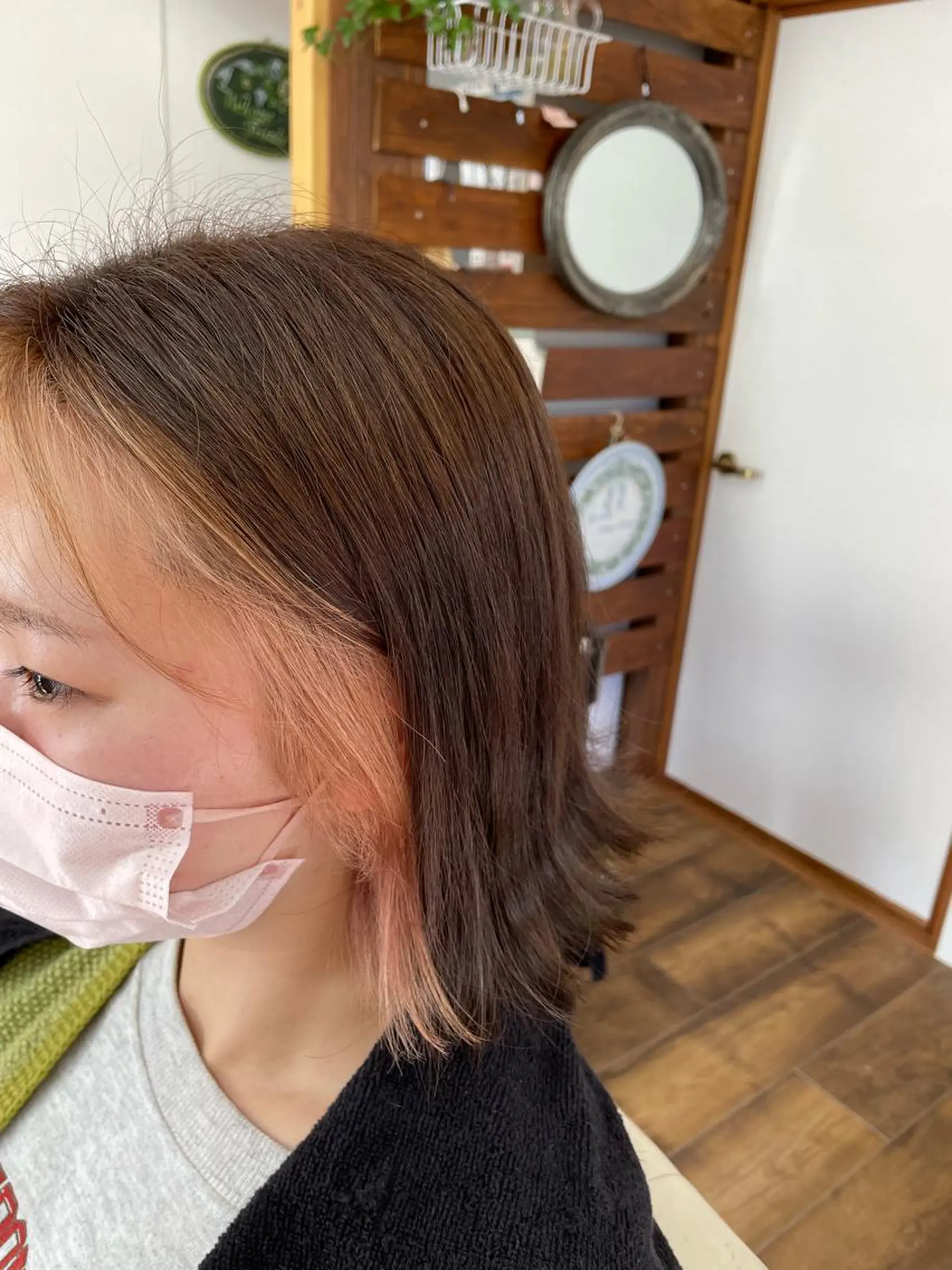 カラー ベージュカラー イヤリングカラー ピンクカラー ピンクベージュ ホワイトベージュ 大和田 朱美のヘアスタイル