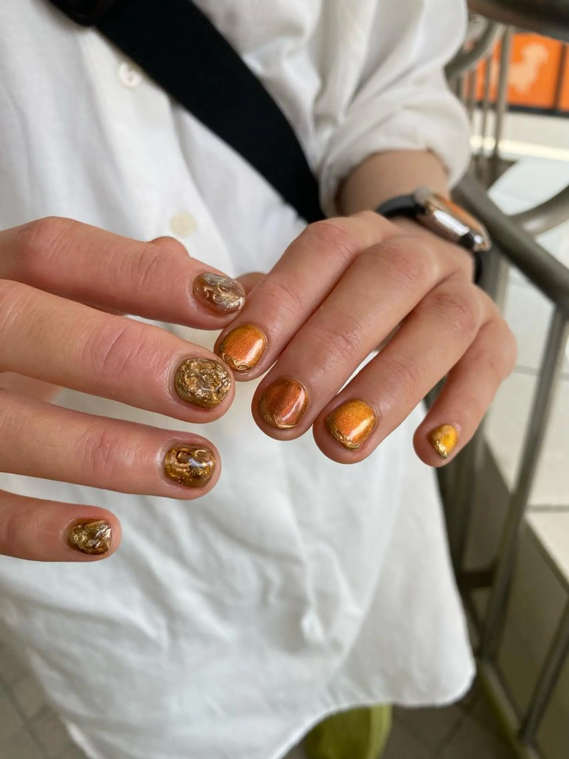 ネイル オレンジ ハンドネイル 栗林 実莉のネイルデザイン