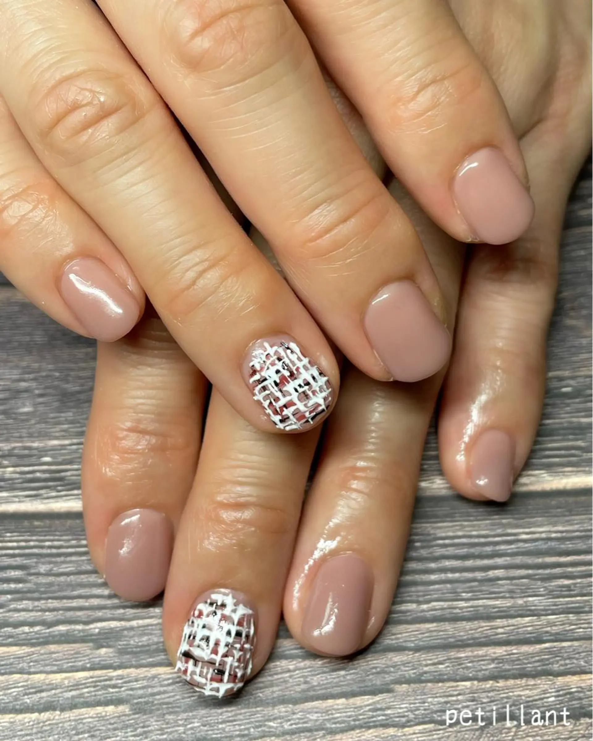 ネイル 持ち込み ショートネイル シンプルネイル 春ネイル ツイードネイル nail salon petillantのネイルデザイン
