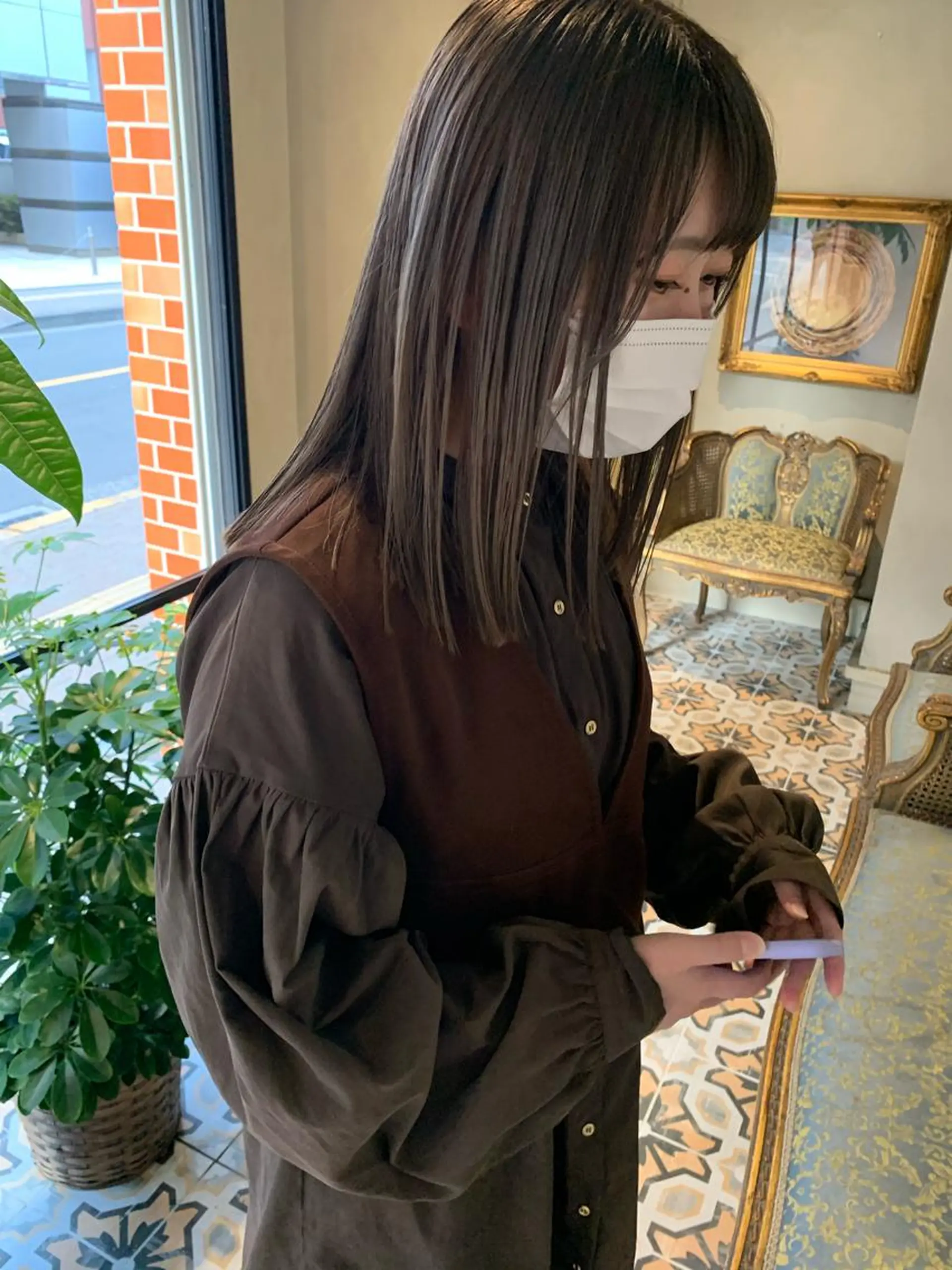 セミロング カラー 透明感カラー グレージュ ベージュ🤎透明感 カラー🤎anriのヘアスタイル