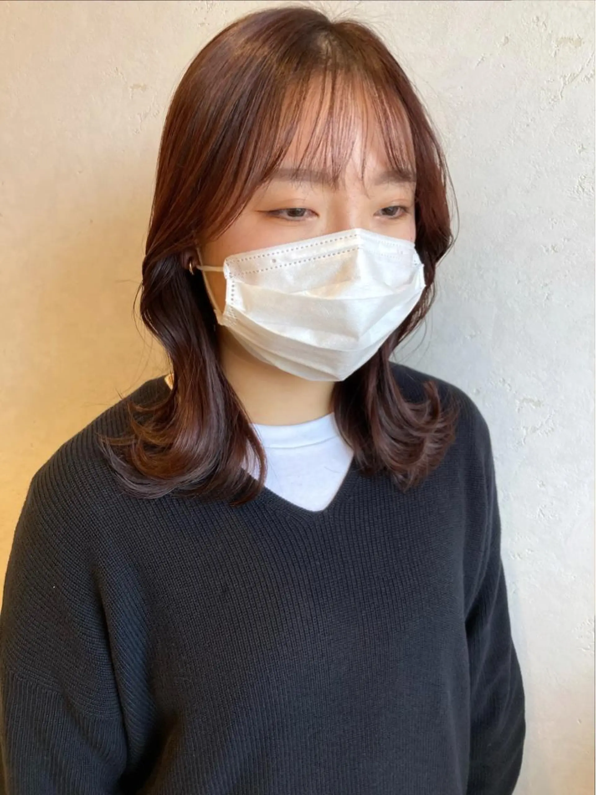 ミディアム カラー ボルドーカラー nono/パーマ /顔まわりカット🐈のヘアスタイル