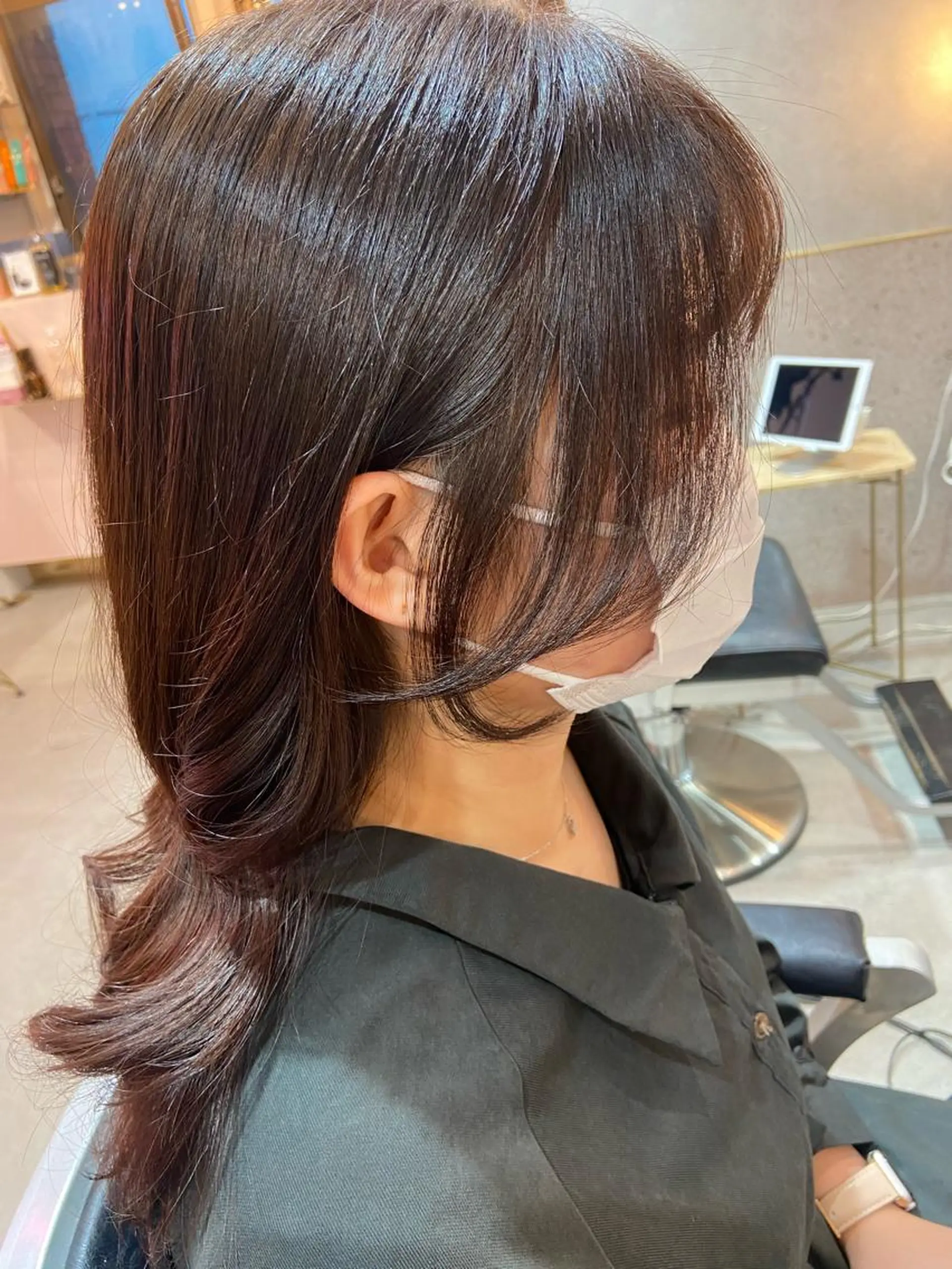 セミロング くびれヘア 韓国風ヘア 新宿/韓国ヘア 中明度カラー/かやのヘアスタイル