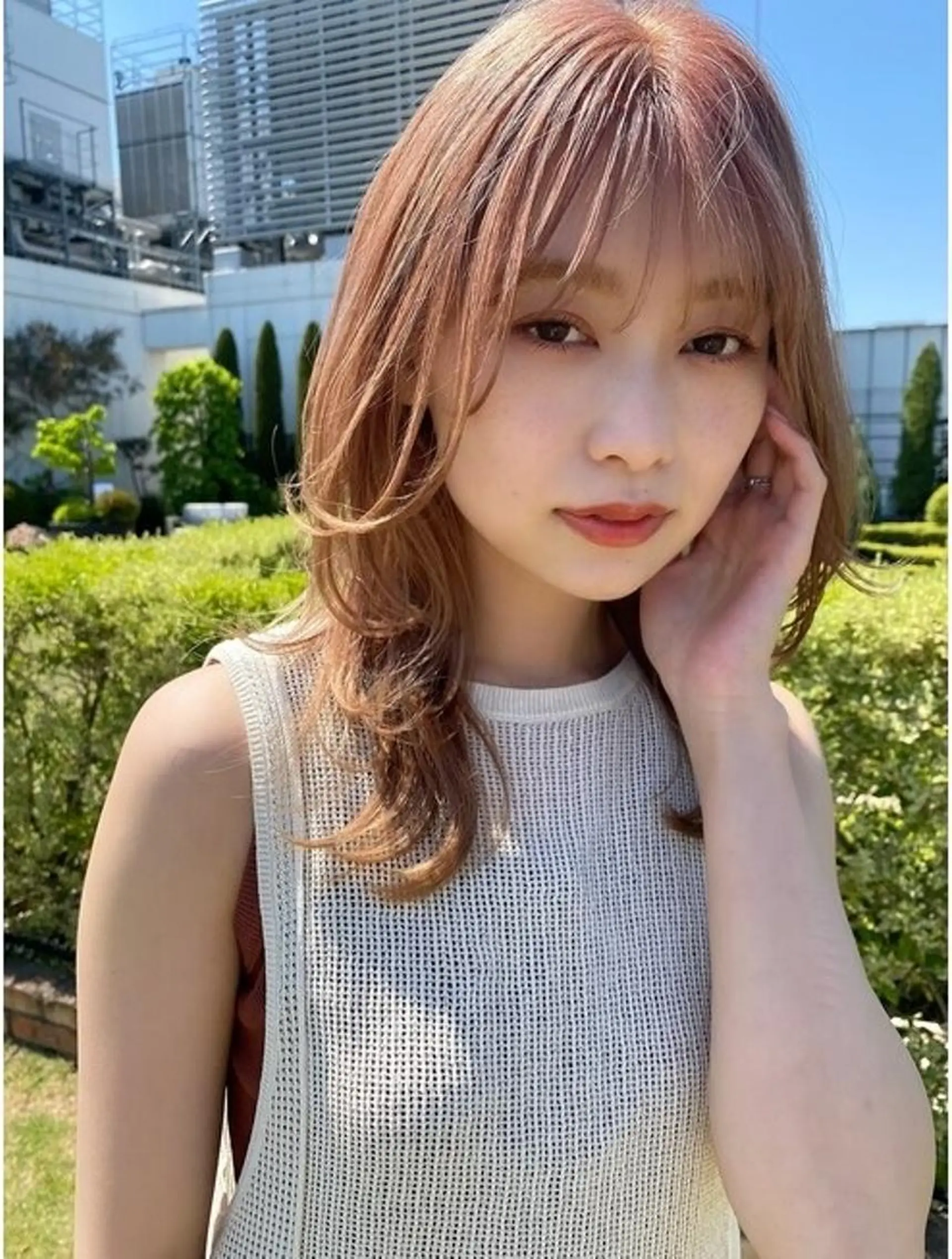 セミロング アッシュ ボブ ハイライト 髪質改善 韓国風ヘア ヘアカラー トリートメント ダメージレス縮毛矯正 髪質改善【美冴】のヘアスタイル