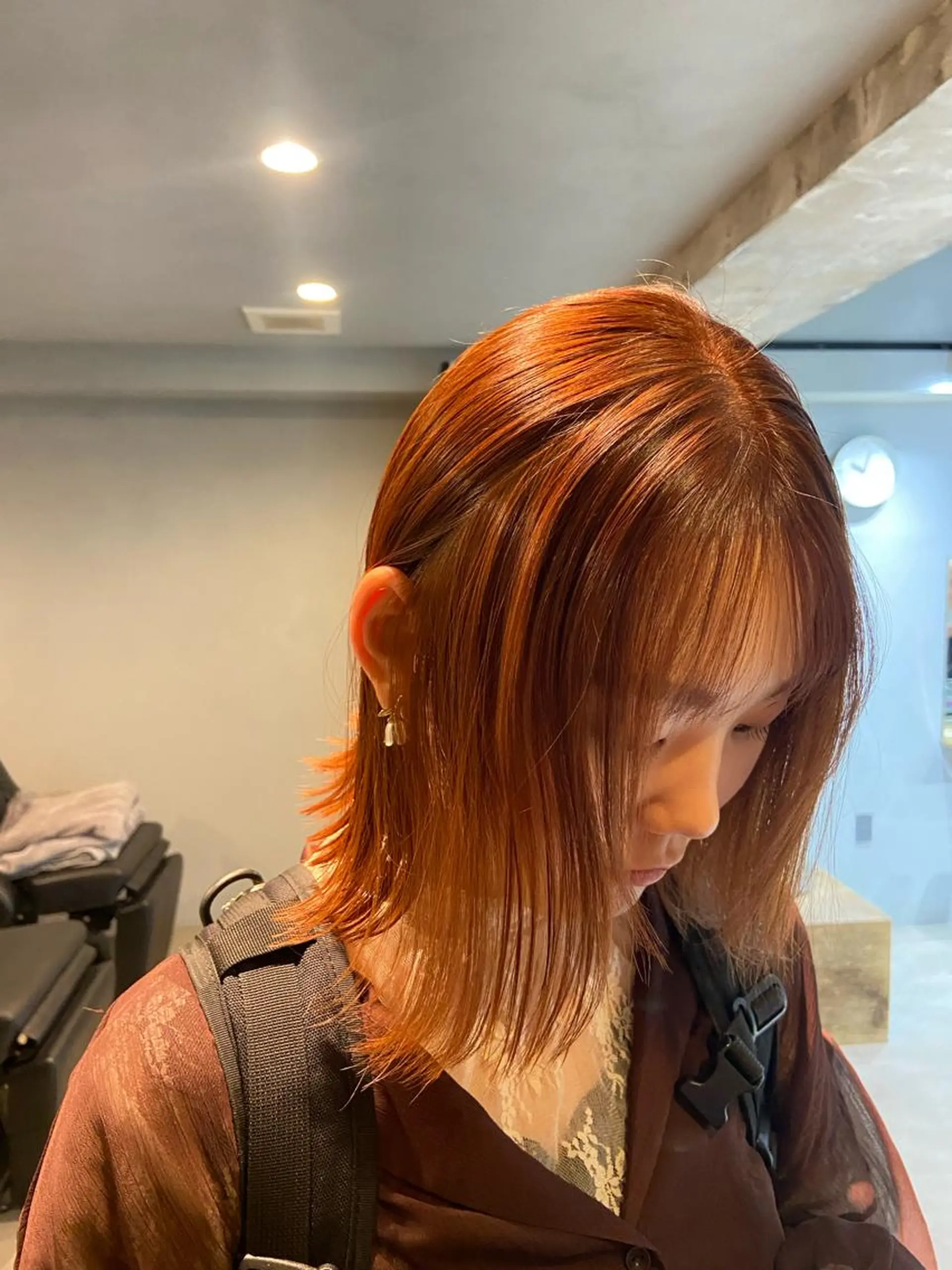 ミディアム カラー ブラウンカラー オレンジ オレンジブラウン 【arc】 佐藤未希穂/パーマのヘアスタイル
