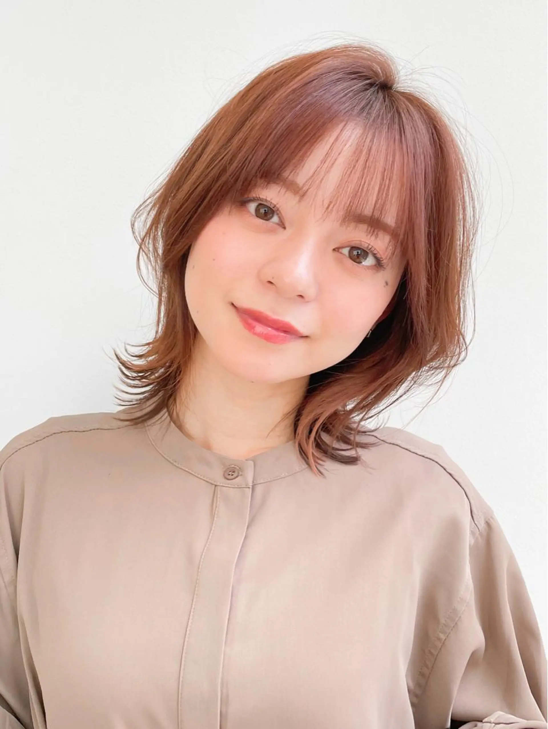 ミディアム ボブ くびれヘア レイヤーカット 小顔カット fifth天神/末廣 和也のヘアスタイル