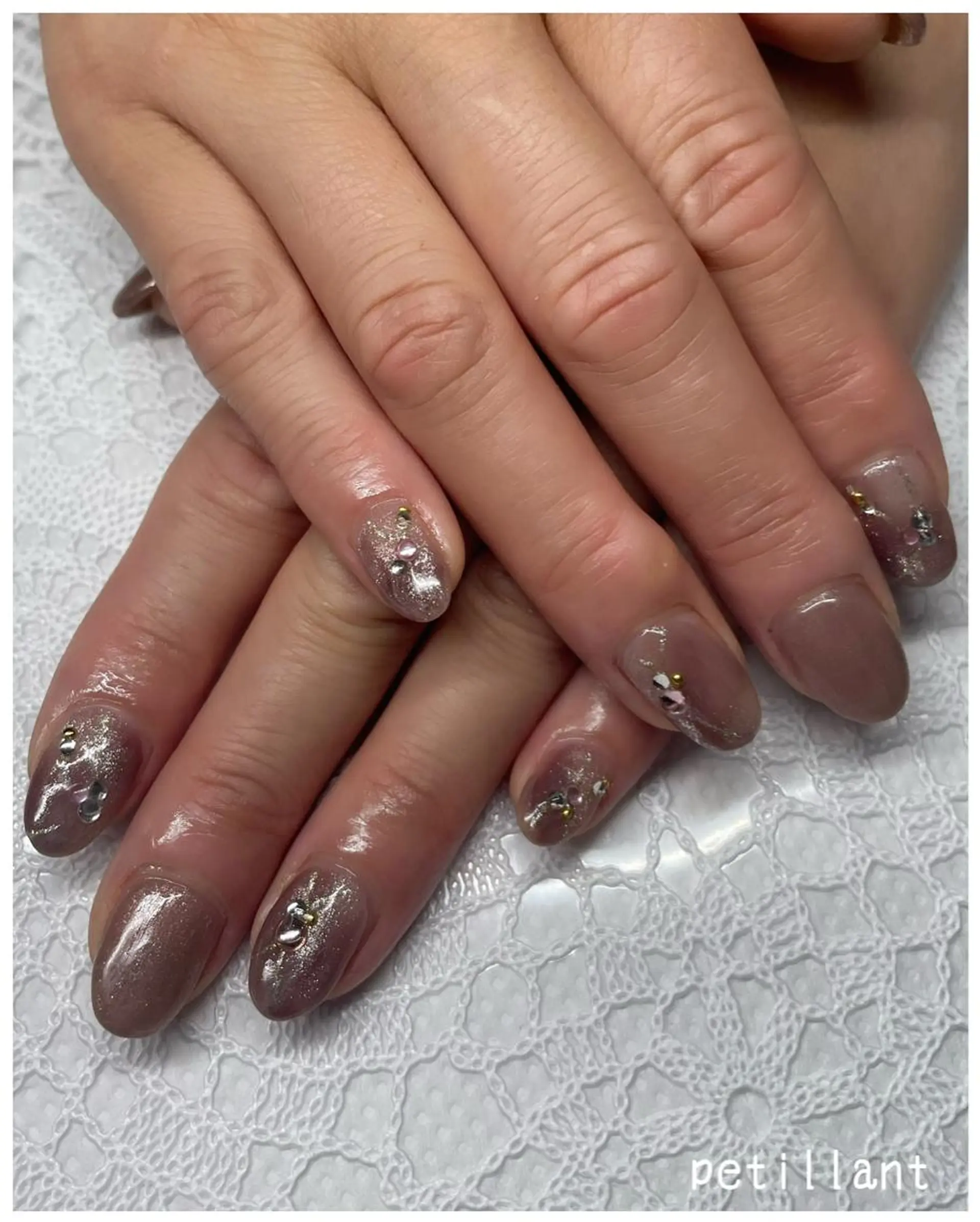 ネイル アートネイル キラキラネイル ラメ(グリッター) マグネットネイル nail salon petillantのネイルデザイン