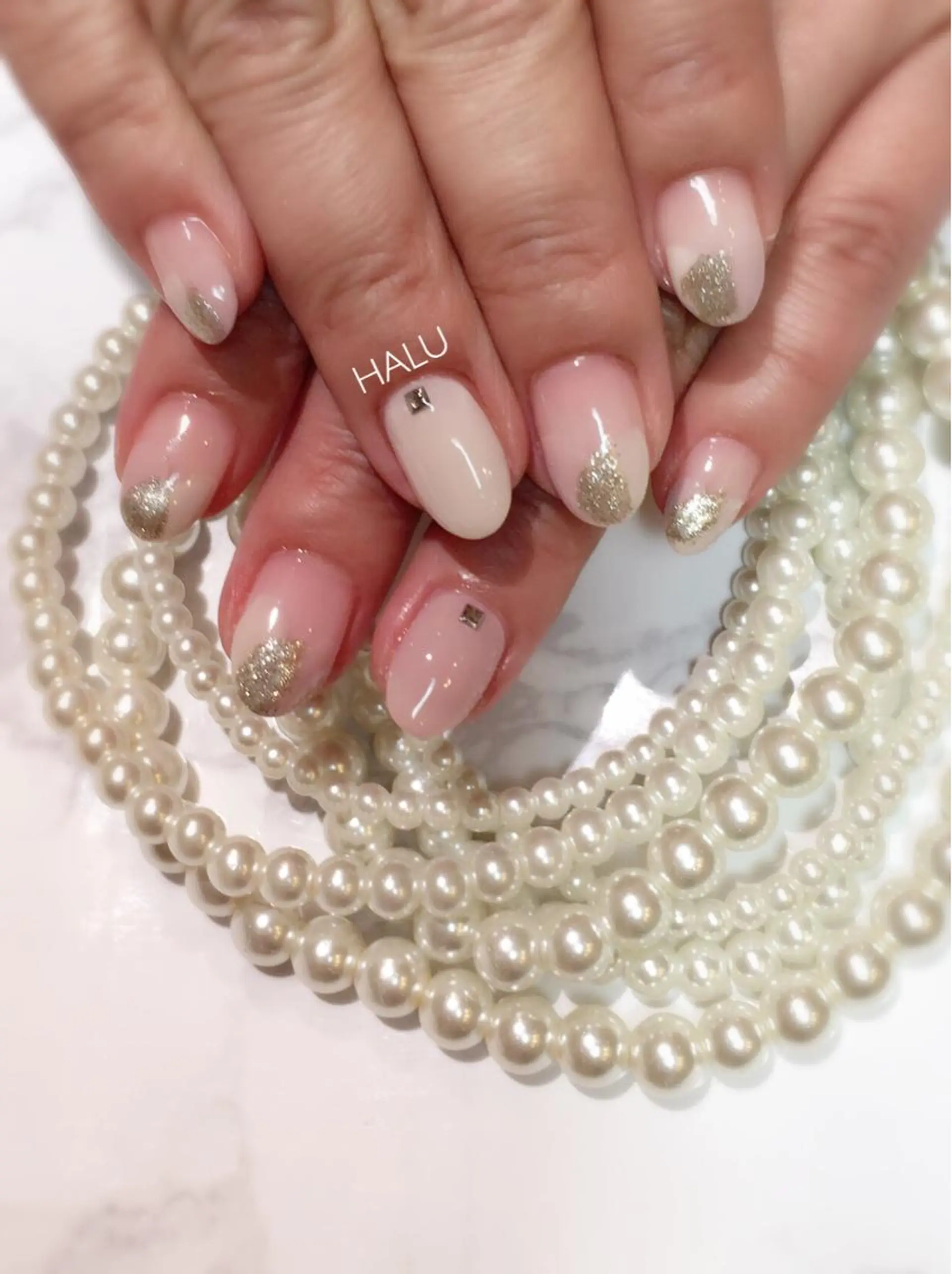 ネイル アートネイル ゴールド シンプルネイル HALU ハルのネイルデザイン