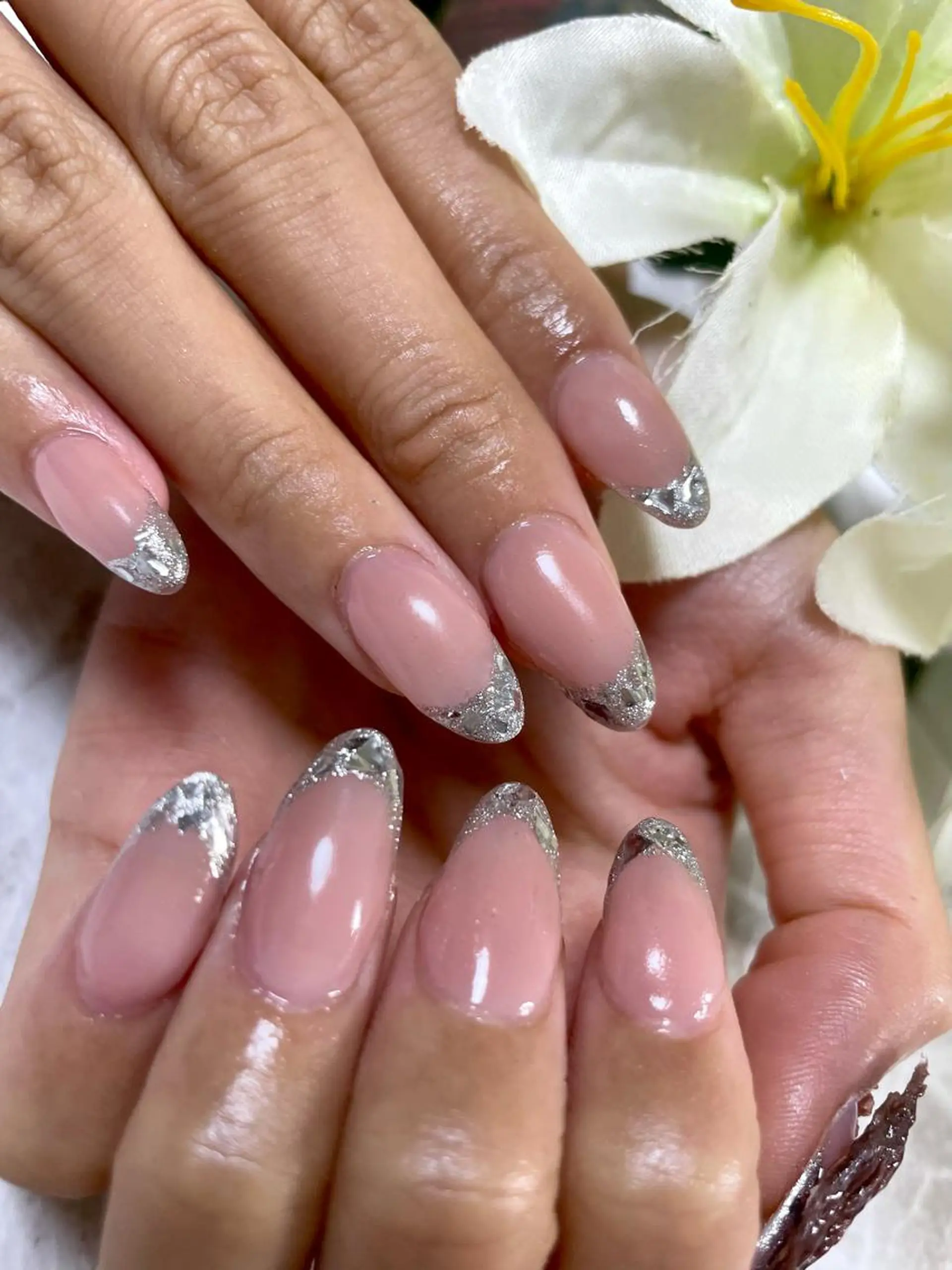 ネイル フレンチネイル ガラスフレンチ BINERVA nail salonのネイルデザイン