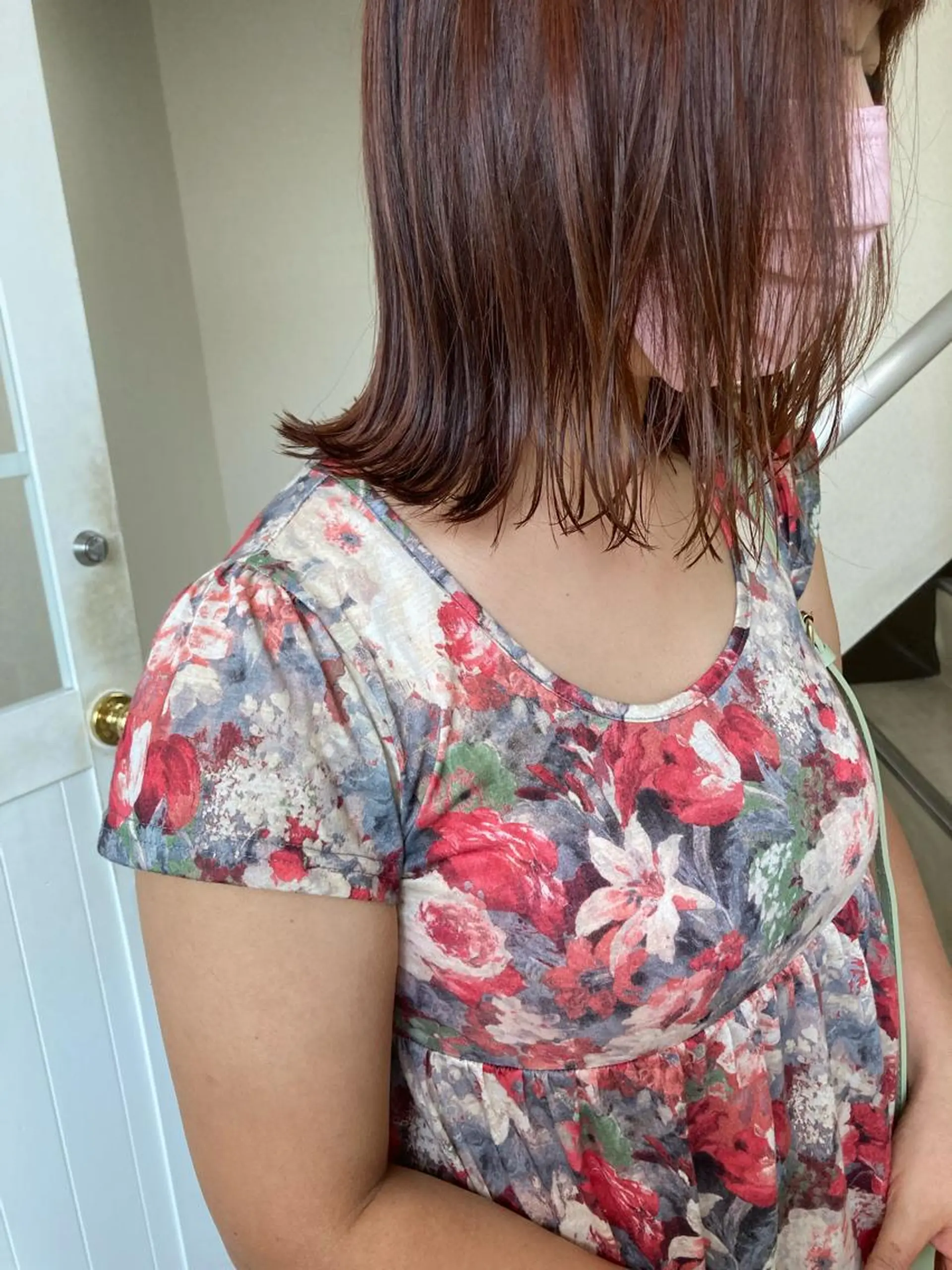 ミディアム カラー オレンジ ピンクカラー カット 縮毛矯正 小木曽智美 /ボブ/ショートのヘアスタイル