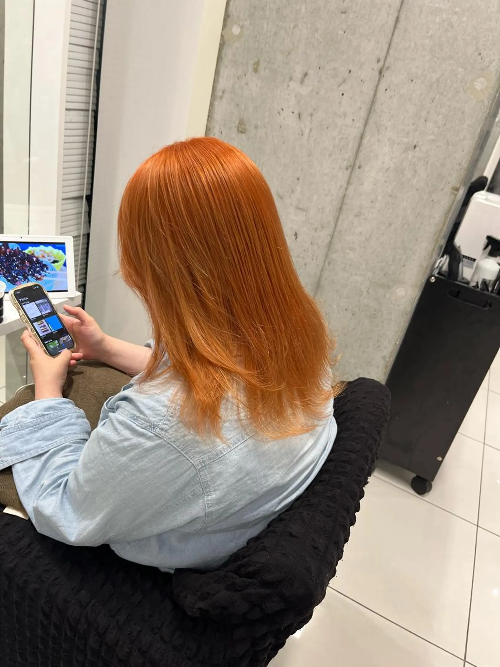 ミディアム カラー ブリーチ オレンジ りおな/髪質改善/ カラー /平尾のヘアスタイル