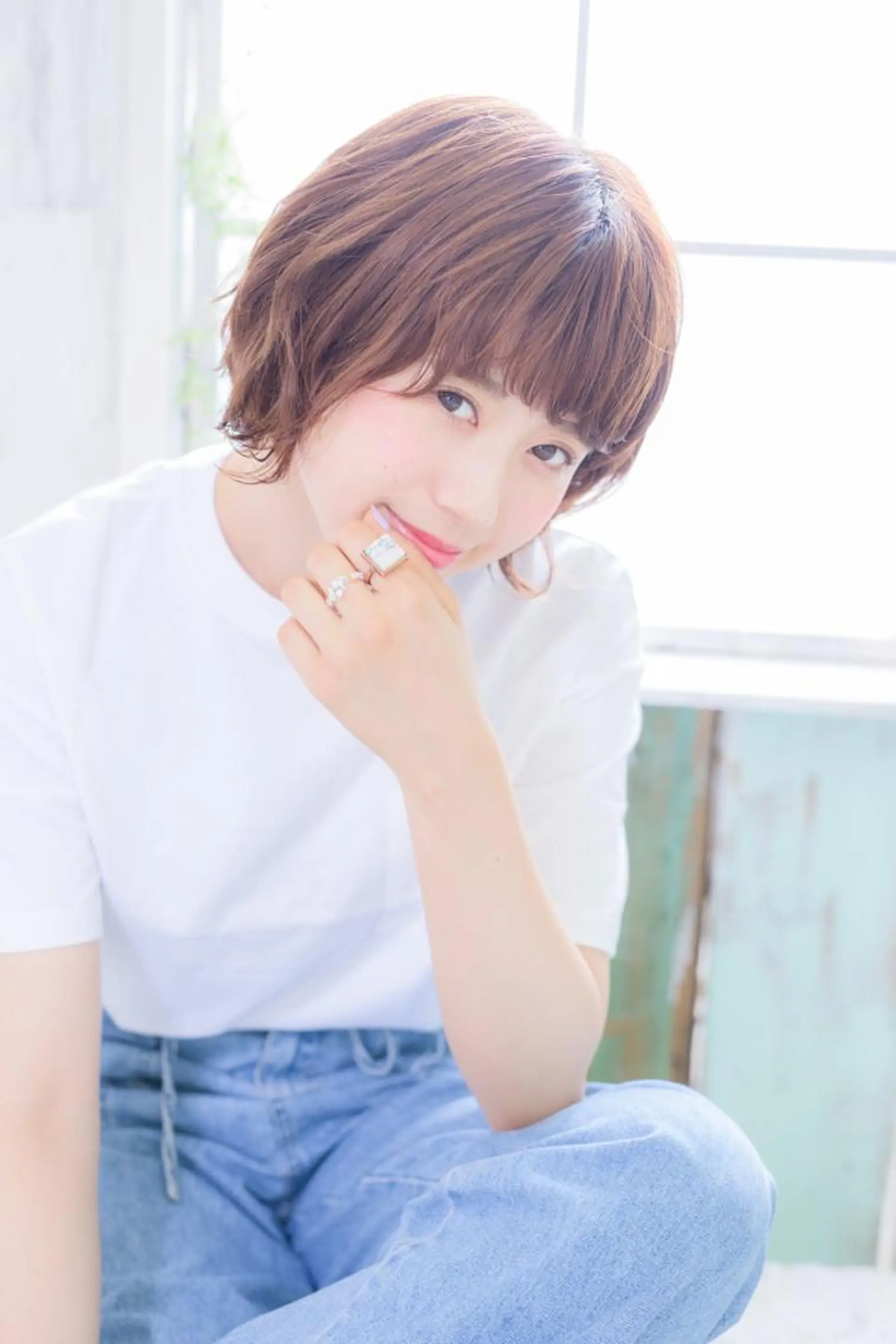 ショート ミディアム カラー パーマ 透明感・艶カラー/ 坂田友梨奈のヘアスタイル