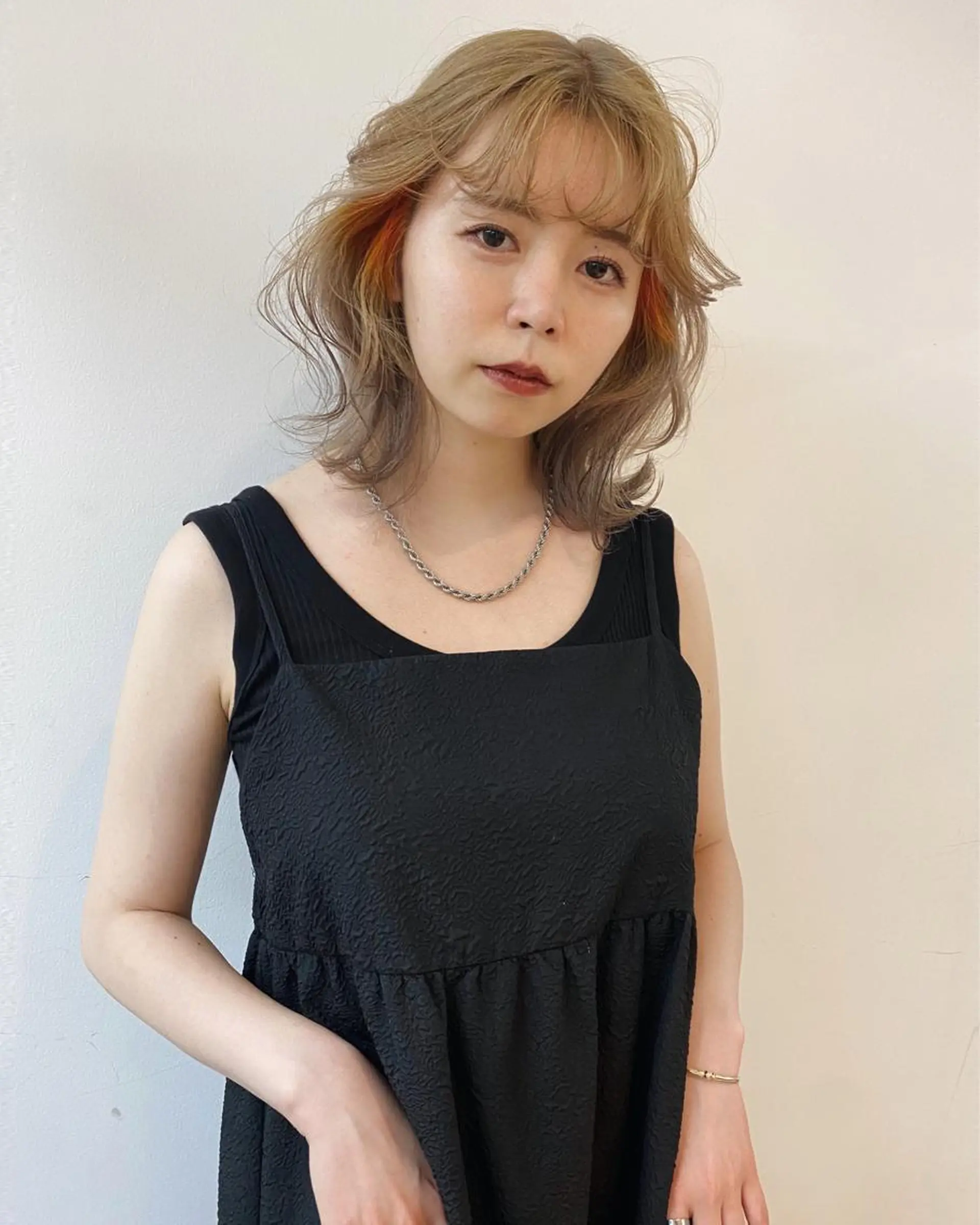 ミディアム ミディアムパーマ ボブ ハイライト 髪質改善 韓国風ヘア カット ヘアカラー トリートメント スパイラルパーマ/デ ザインカット/アミのヘアスタイル
