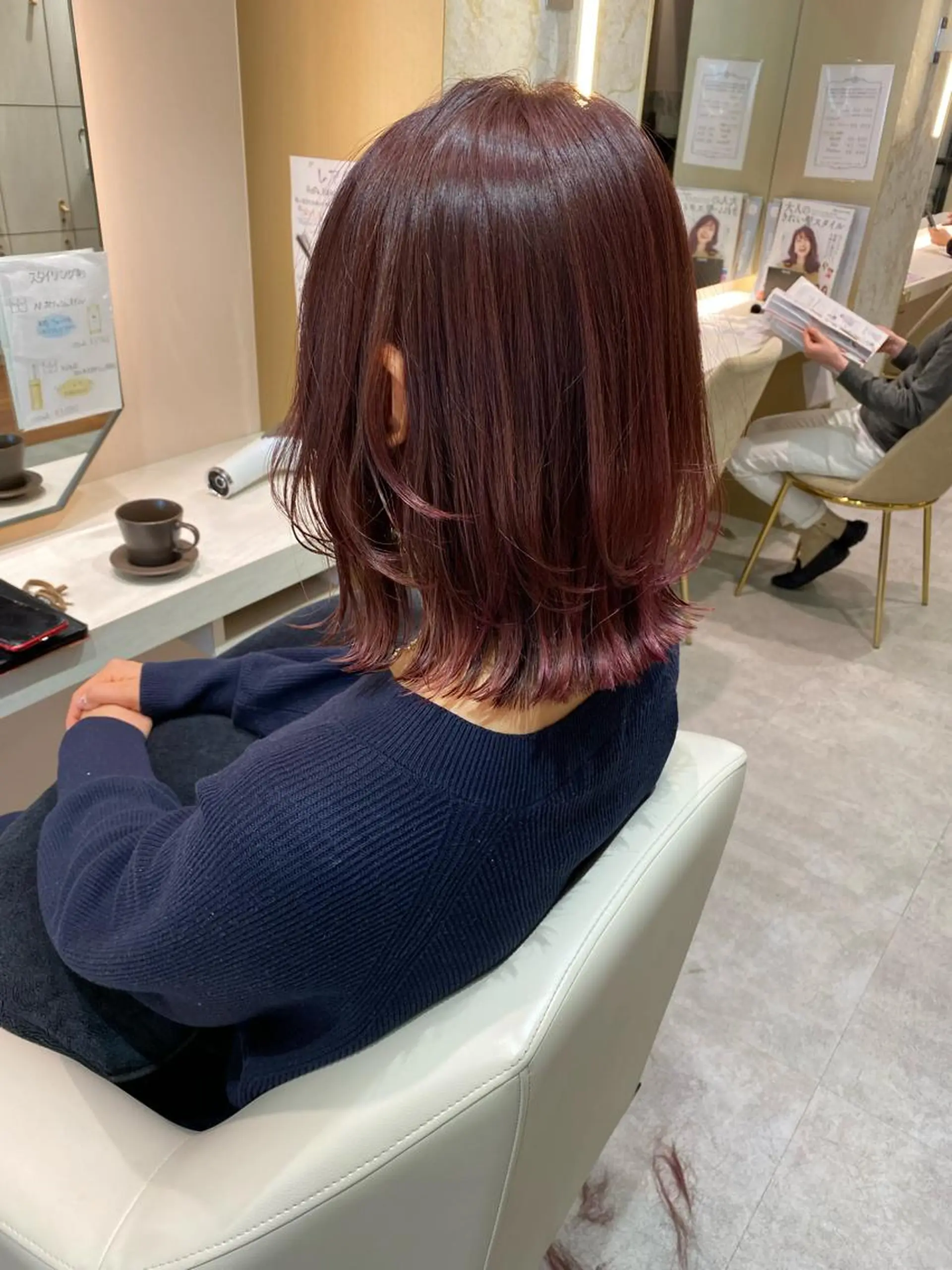 ミディアム カラー 店長/mao/ 前髪/顔周りカットのヘアスタイル