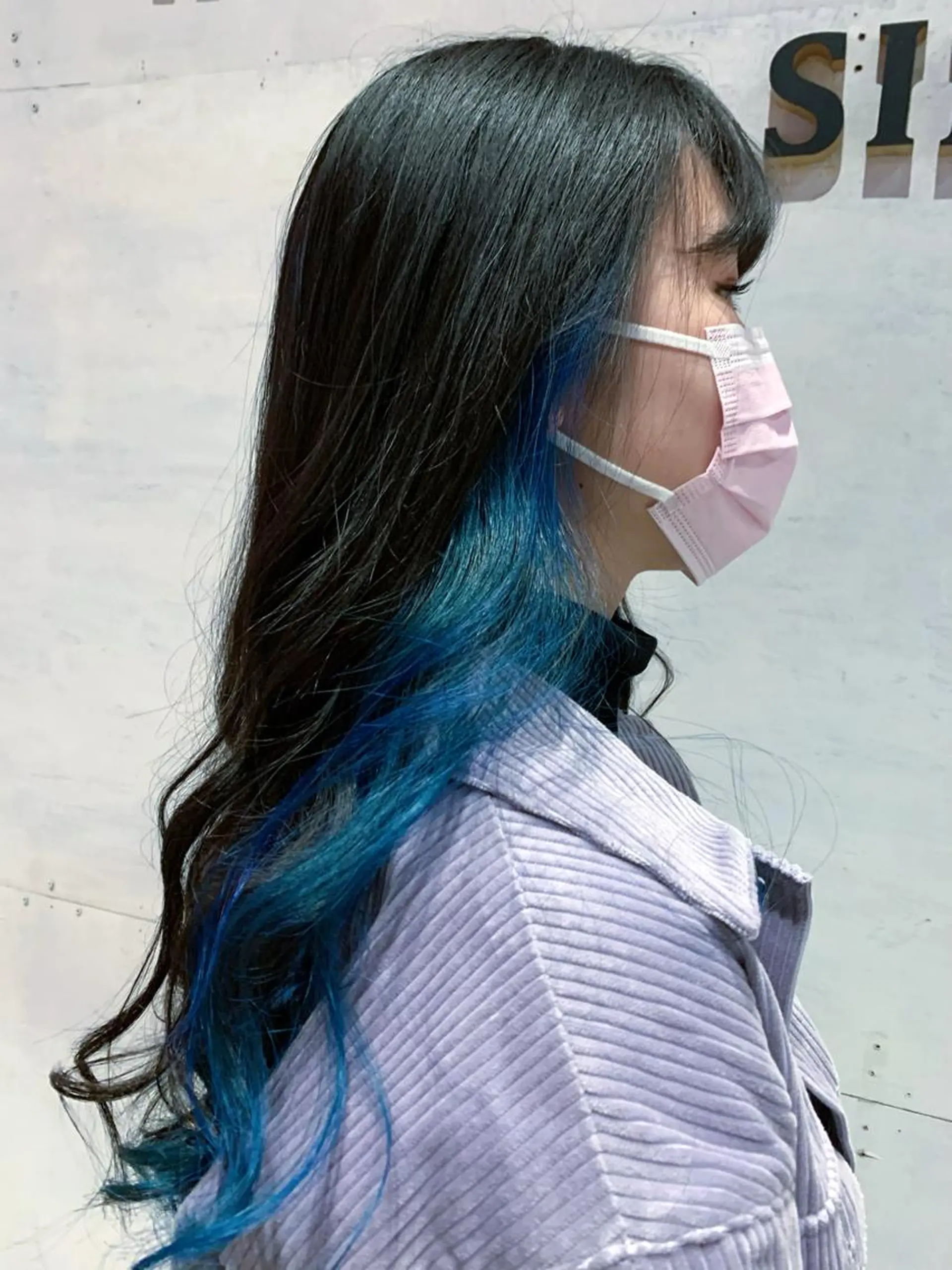 ロング カラー ブルーカラー インナーカラー Zina天王寺 CHIAKIのヘアスタイル