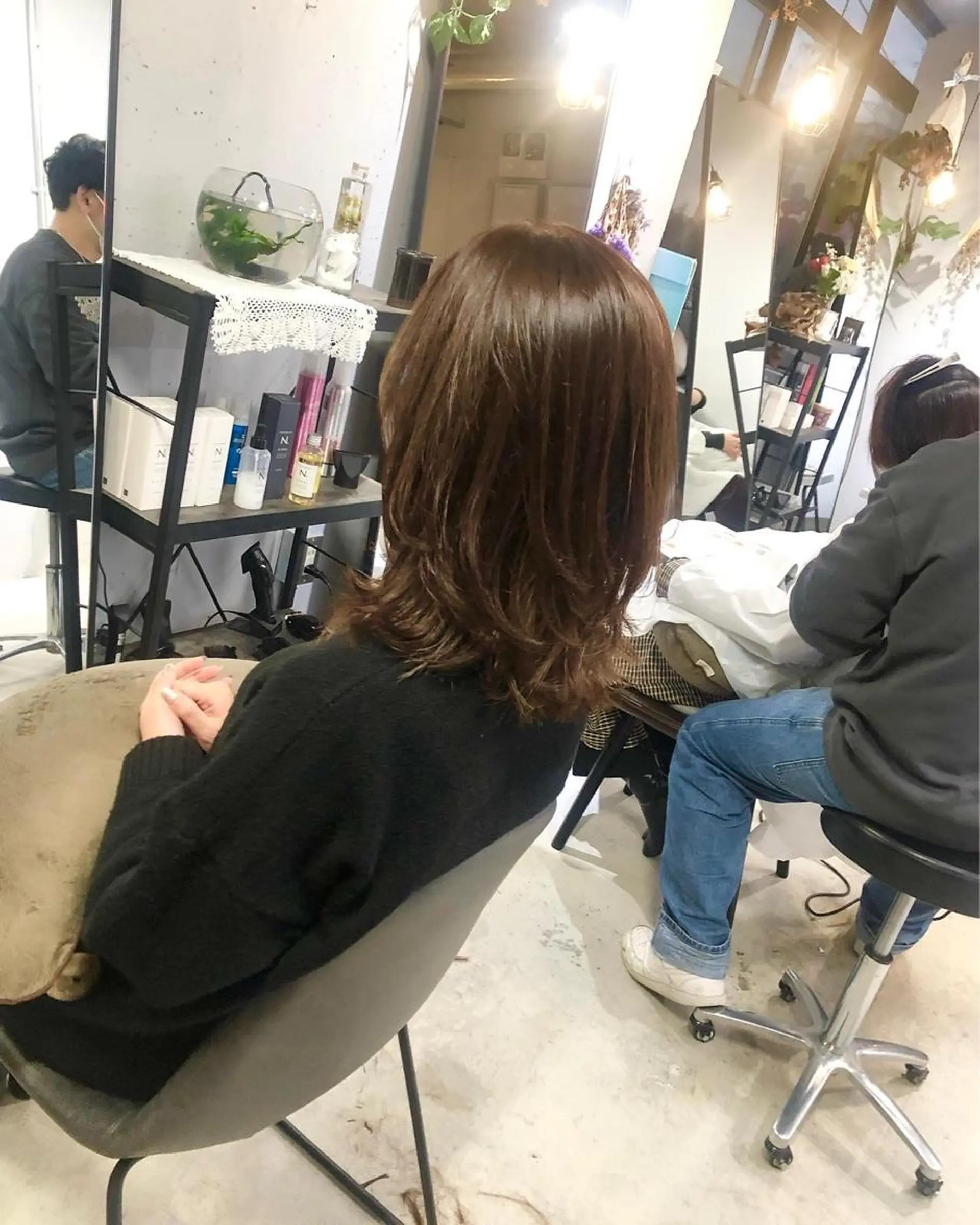 セミロング カラー 松下 倫子のヘアスタイル