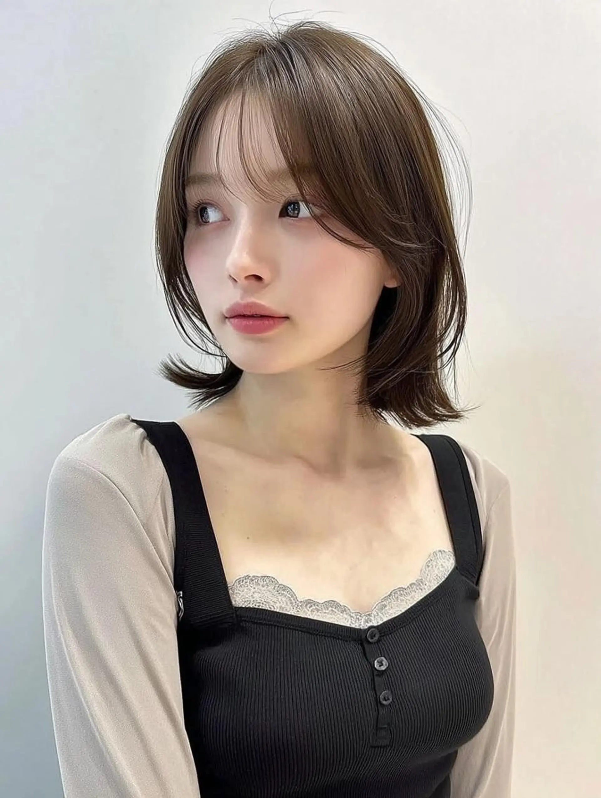 ミディアム ヘアアレンジ 髪質改善 韓国風ヘア レイヤーカット 似合わせカット シースルーバング カット ヘアカラー Ayumu /京都／西院のヘアスタイル