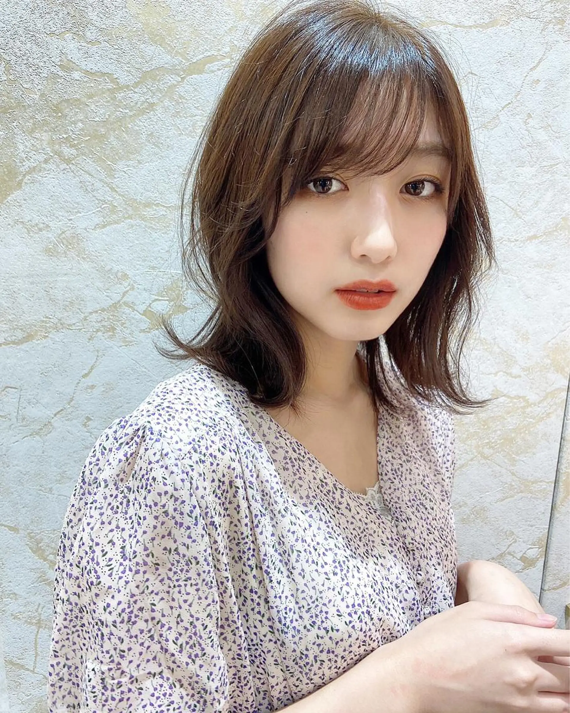 ミディアム カラー 店長/mao/ 前髪/顔周りカットのヘアスタイル