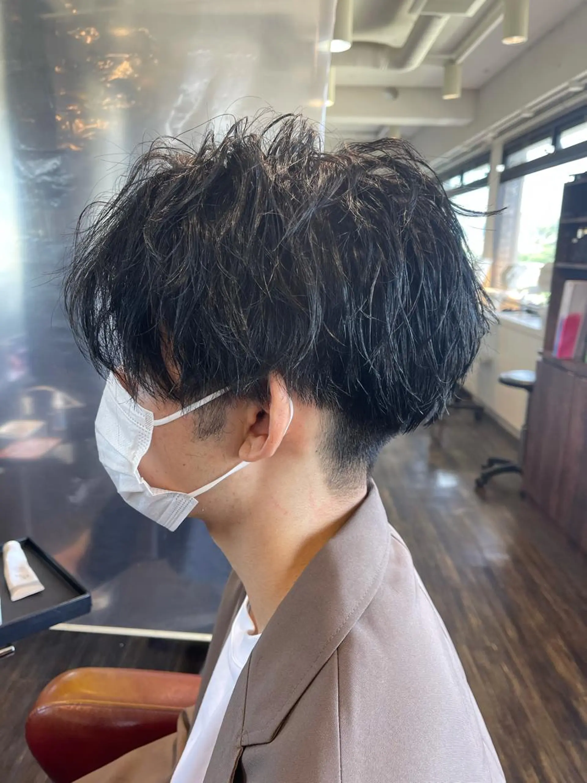 ショート カラー メンズ メンズパーマ 黒髪 ブルーカラー ブルーブラック カット パーマ メンズスタイル /メンズパーマ/須藤のヘアスタイル