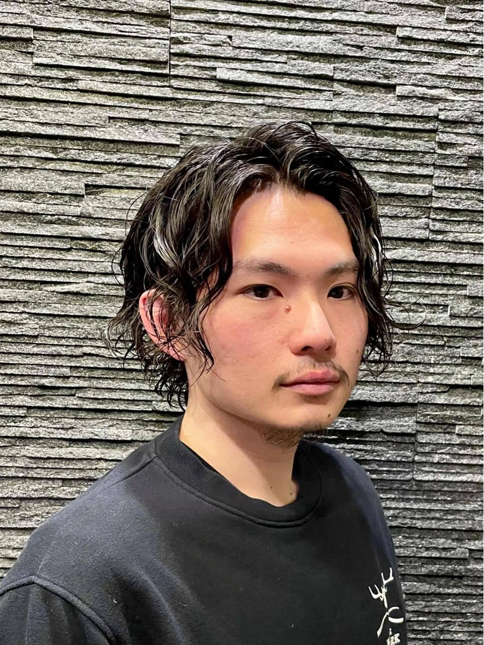 ミディアム パーマ メンズ 野川 純麗のヘアスタイル