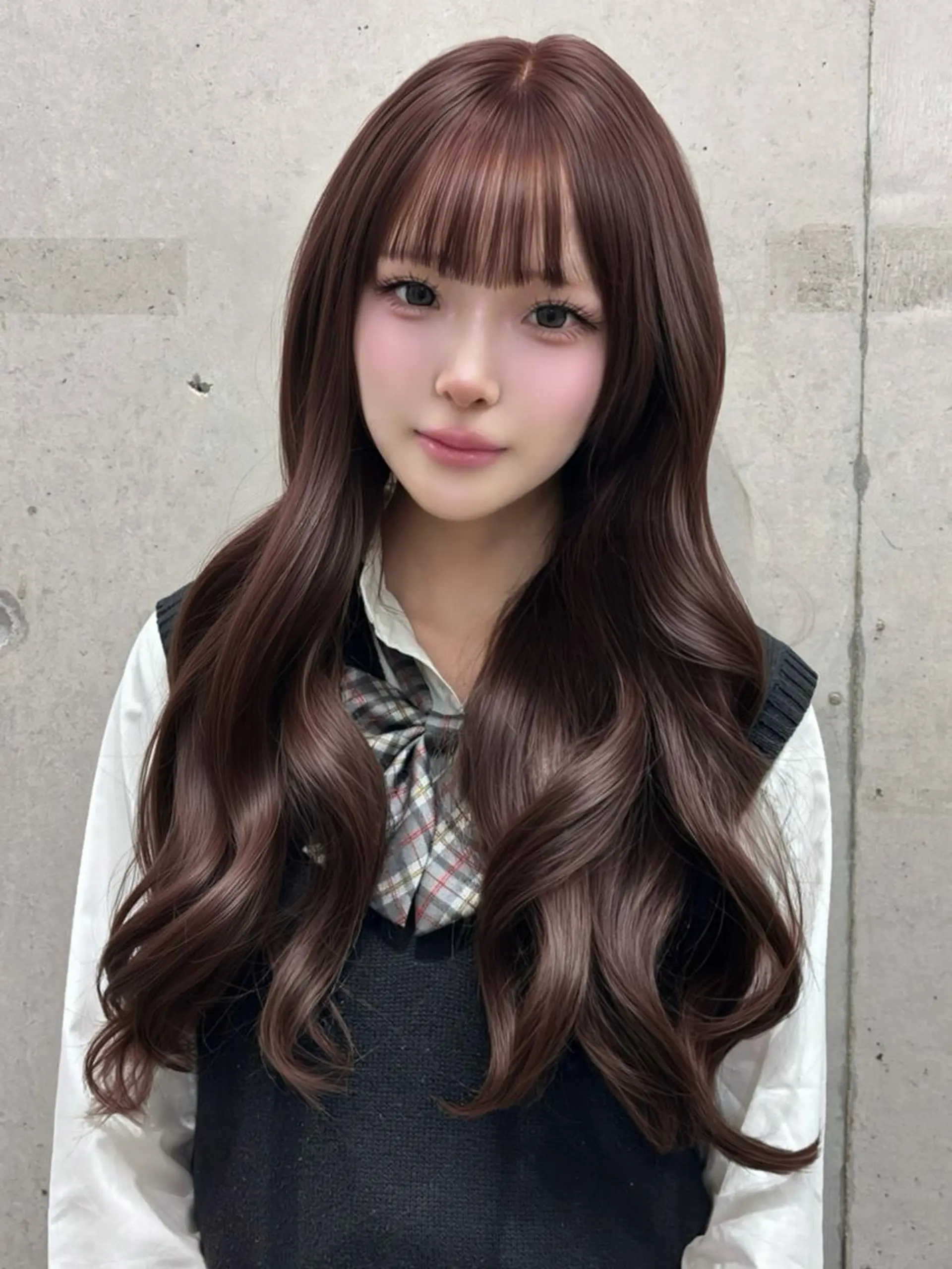 カラー ロング アッシュ アッシュブラウン ブラウンカラー ダブルカラー ヘアカラー 韓国ヘア💖Wカラー 💖透明感カラー💖のヘアスタイル