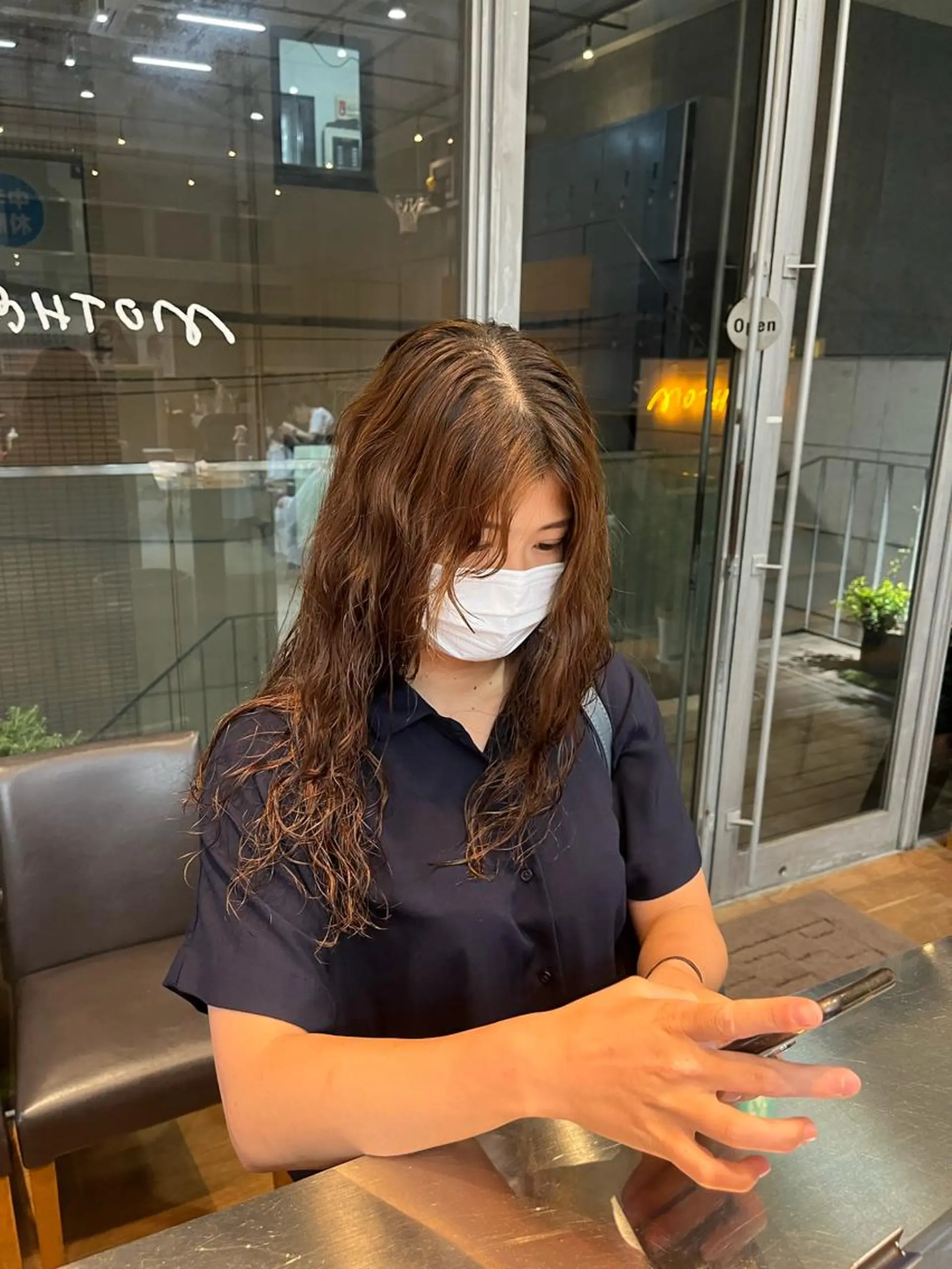 セミロング パーマ ボブ/レイヤー/ ハッシュカット/河内のヘアスタイル