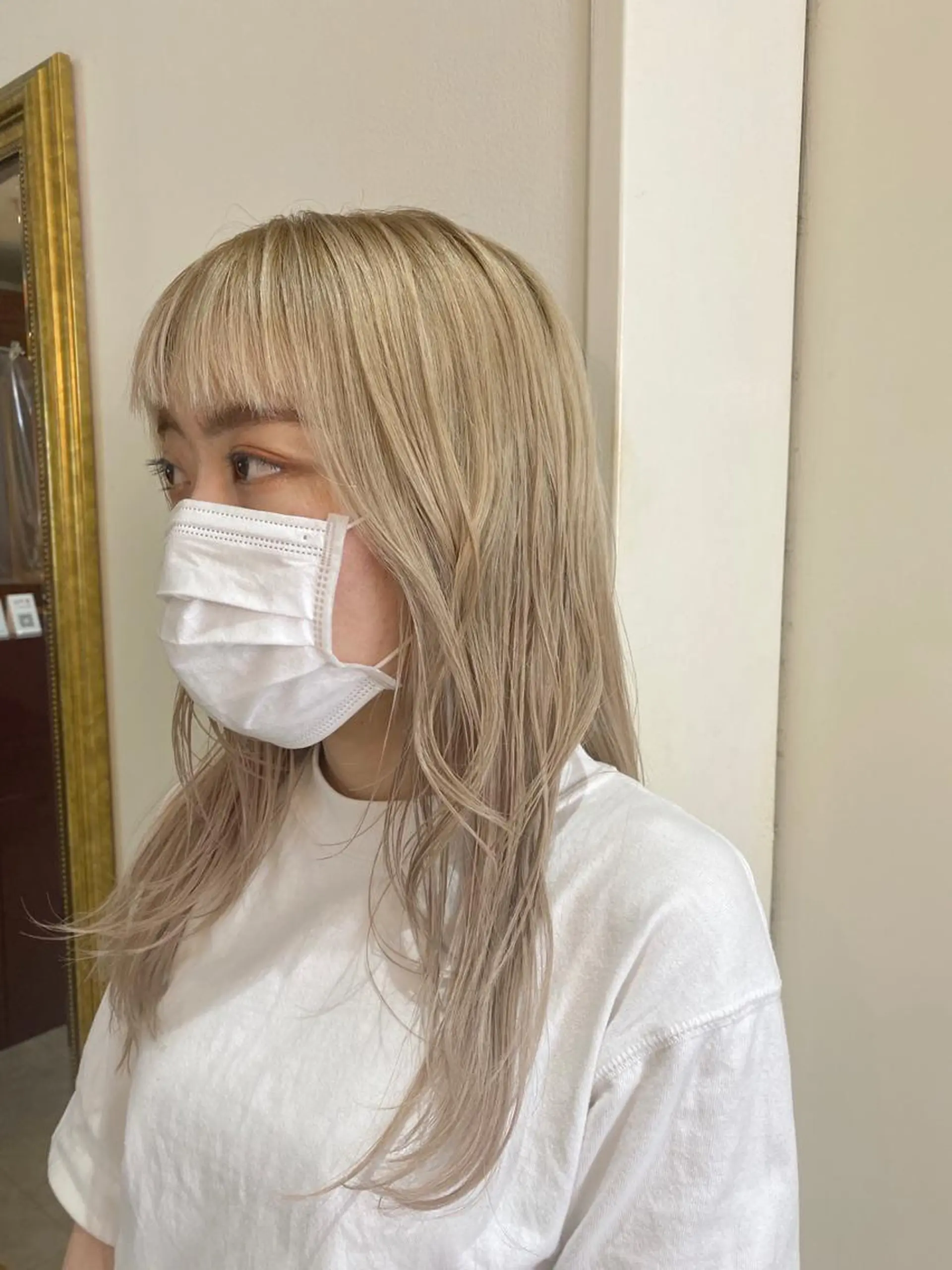 セミロング 顔周りカット レイヤーカット オン眉 ショート/パーマ/ カラー/FUKOのヘアスタイル