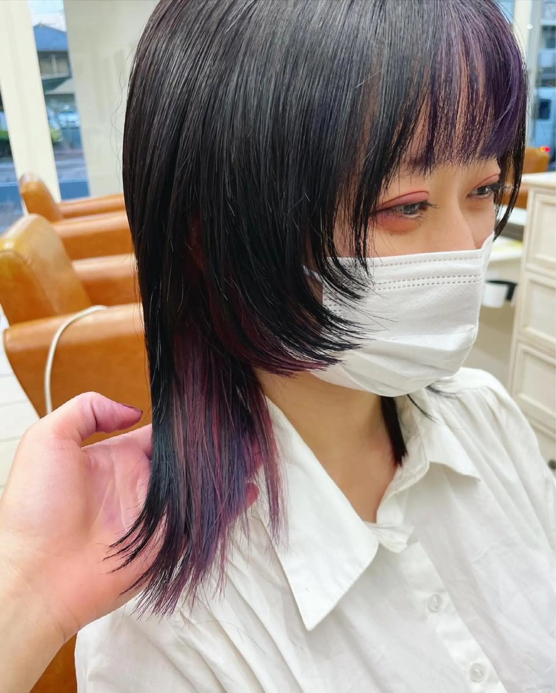 ミディアム カラー 森安 華楠のヘアスタイル