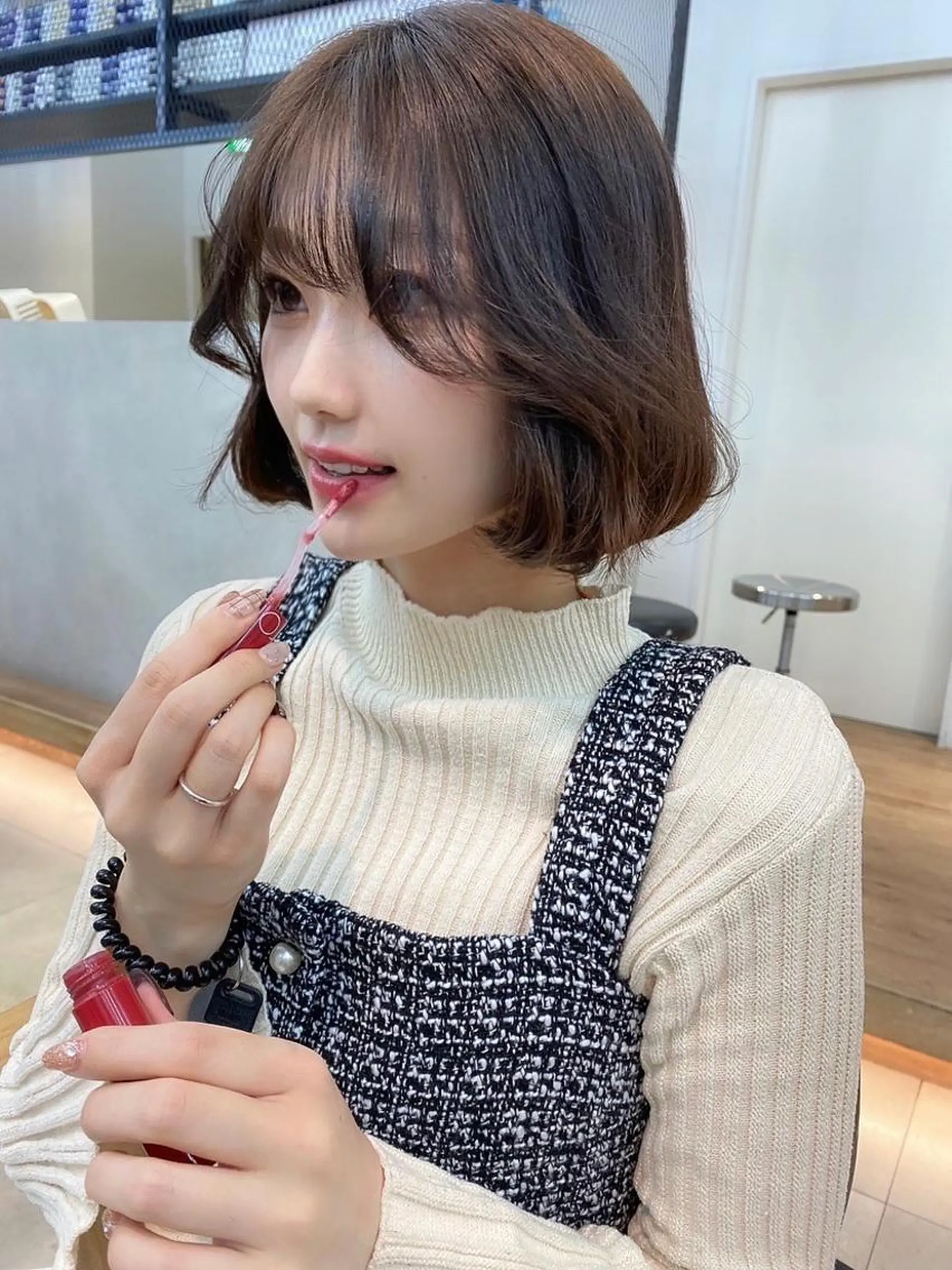 ミディアム カラー ブラウンカラー 韓国ヘアメンズ・レデ ィース特化ミクのヘアスタイル