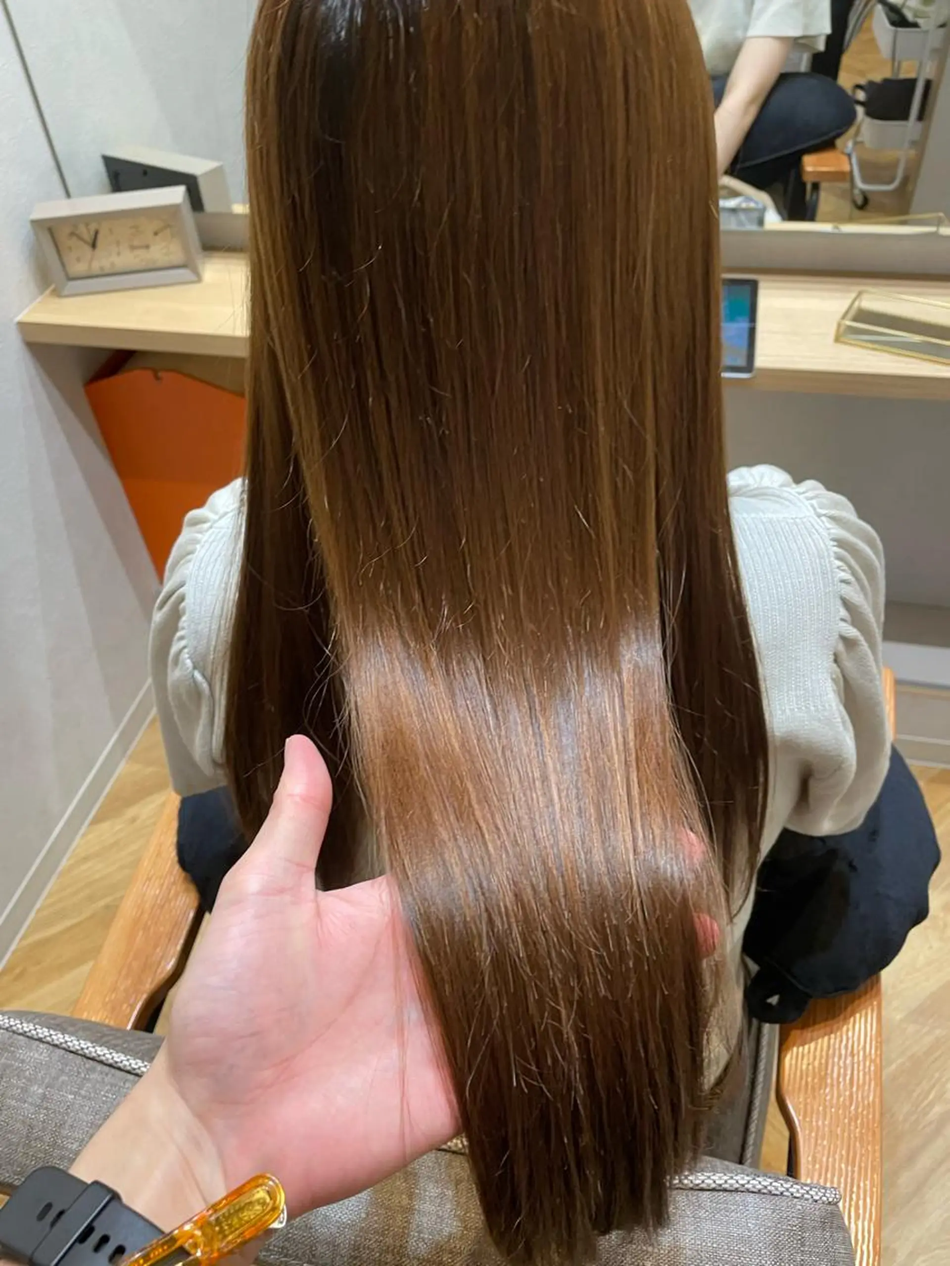 ロング ミストバング ボブ ハイライト 髪質改善 韓国風ヘア 縮毛矯正 newi宮崎 akioのヘアスタイル