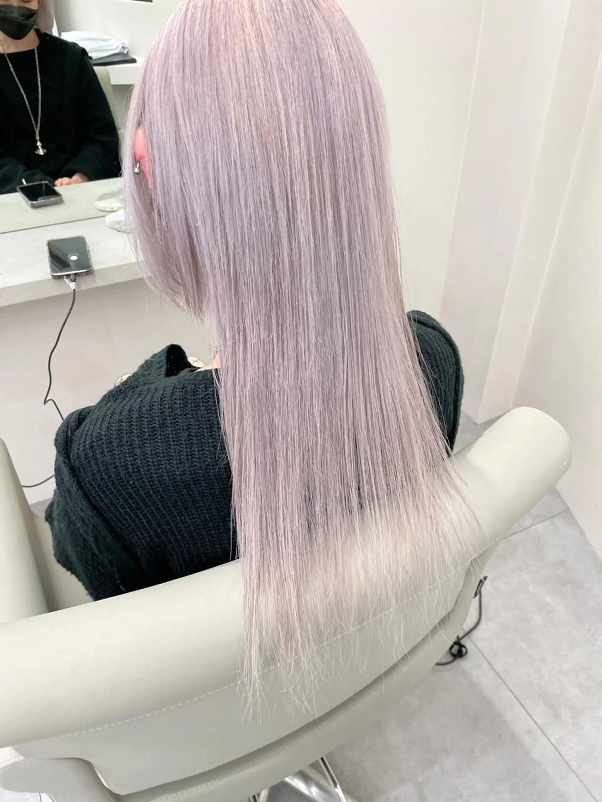 ロング カラー 切りっぱなしボブ レイヤー/縮毛矯正のヘアスタイル