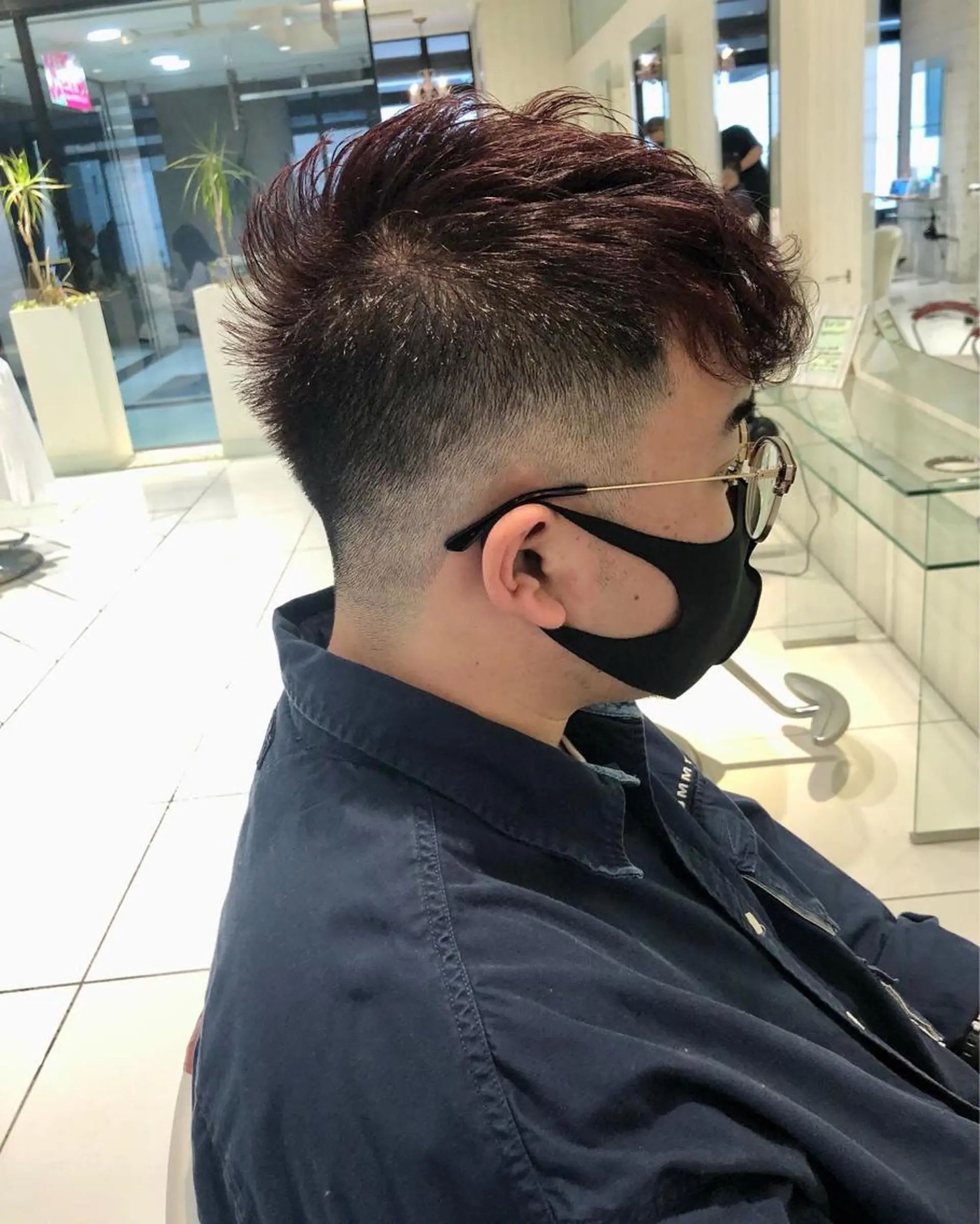 ショート カラー パーマ メンズ フェードカット メンズパーマ ラベンダーカラー ✨髪質改善ストレート ×ミニボブ✨萩原 翼のヘアスタイル