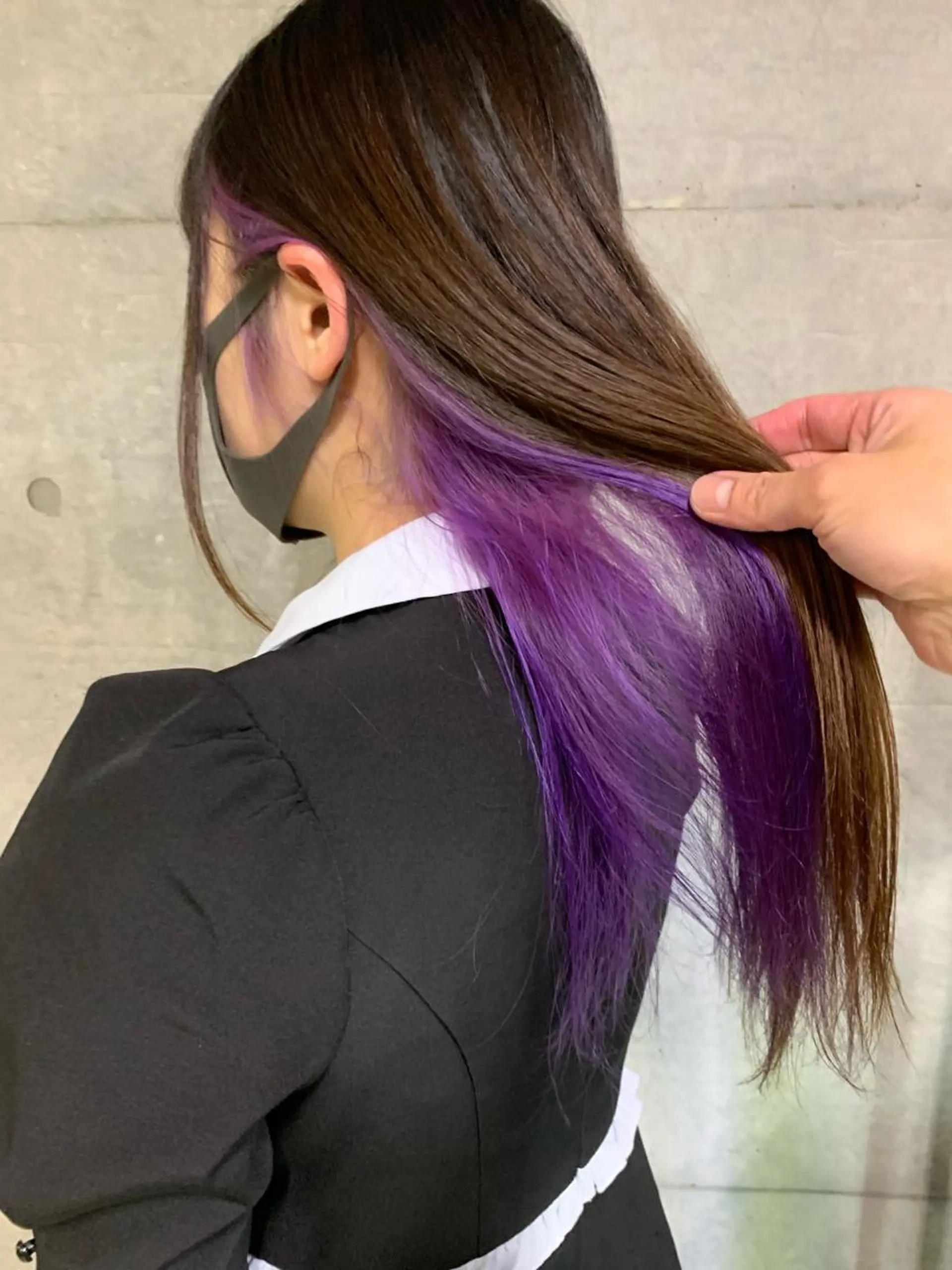 ロング カラー メンズ メンズブリーチ メンズインナーカラー ブリーチ インナーカラー パープルカラー ヘアカラー トリートメント THE./ブリーチ 透感カラー/髪質改善のヘアスタイル