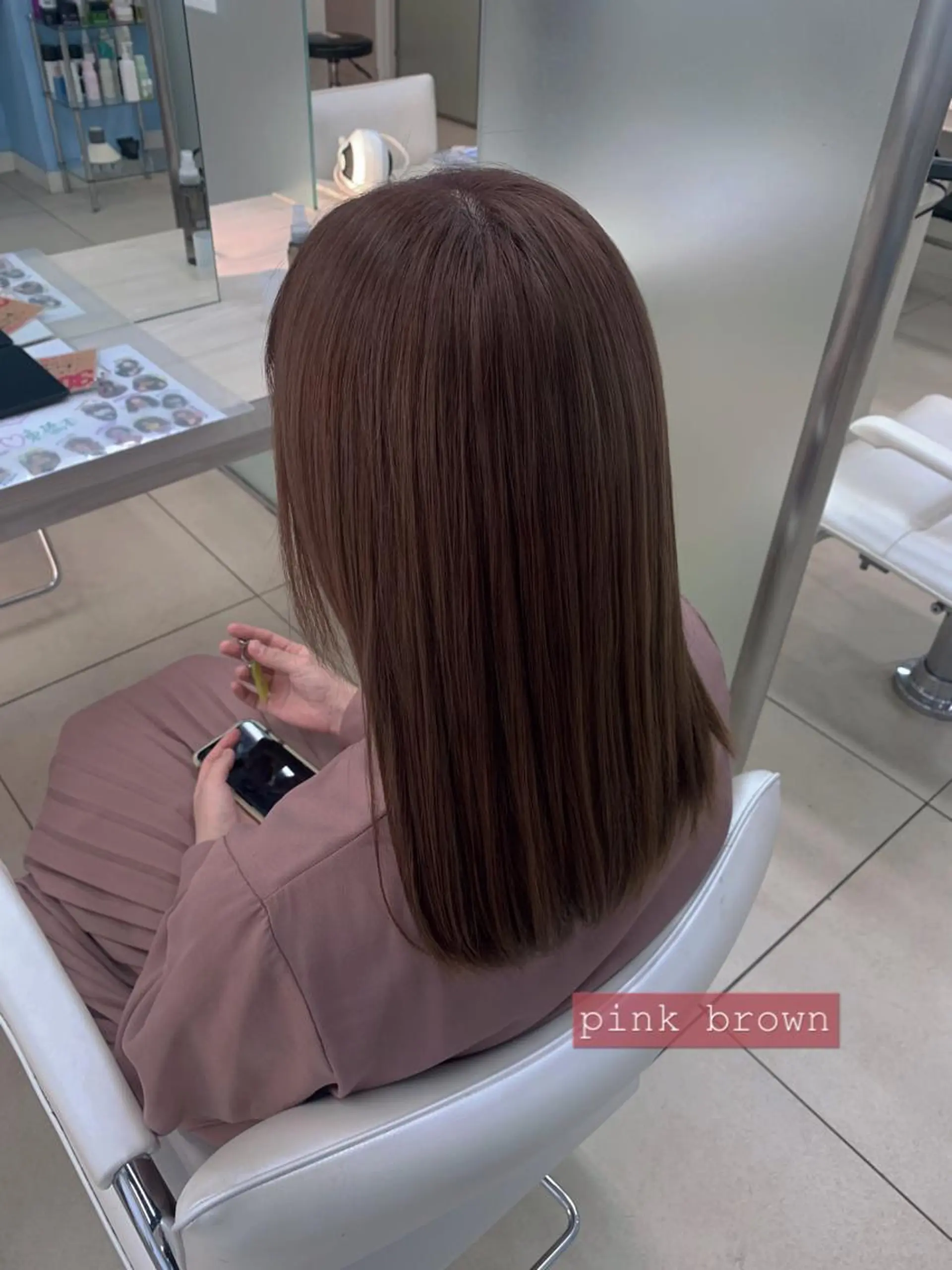 セミロング カラー ブラウンカラー 透明感カラー ピンクカラー ピンクブラウン ヘアカラー トリートメント ✂︎レディース のメンズカット屋さんのヘアスタイル