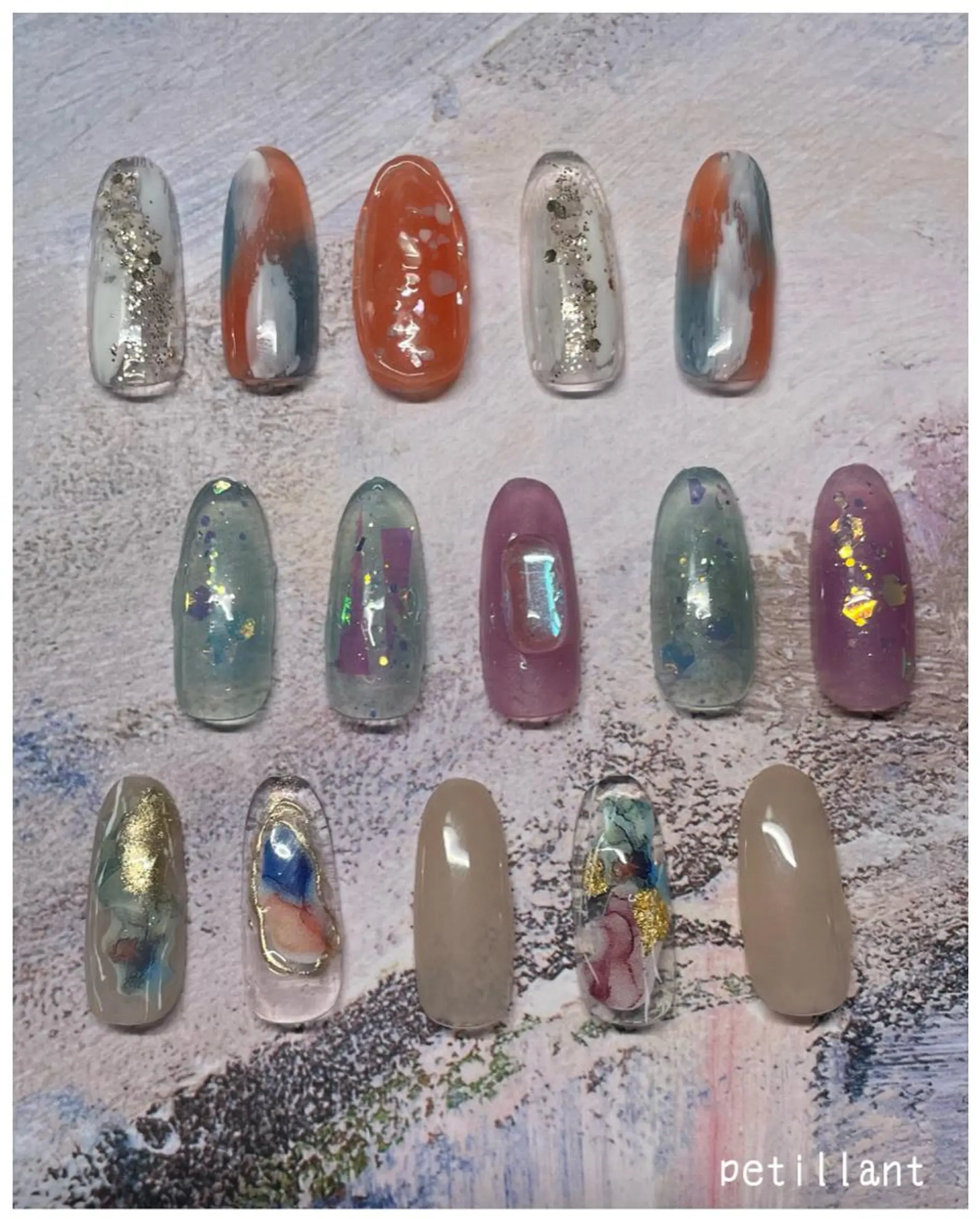 ネイル アートネイル 長さ出し フットネイル グラデーション グリーン nail salon petillantのネイルデザイン