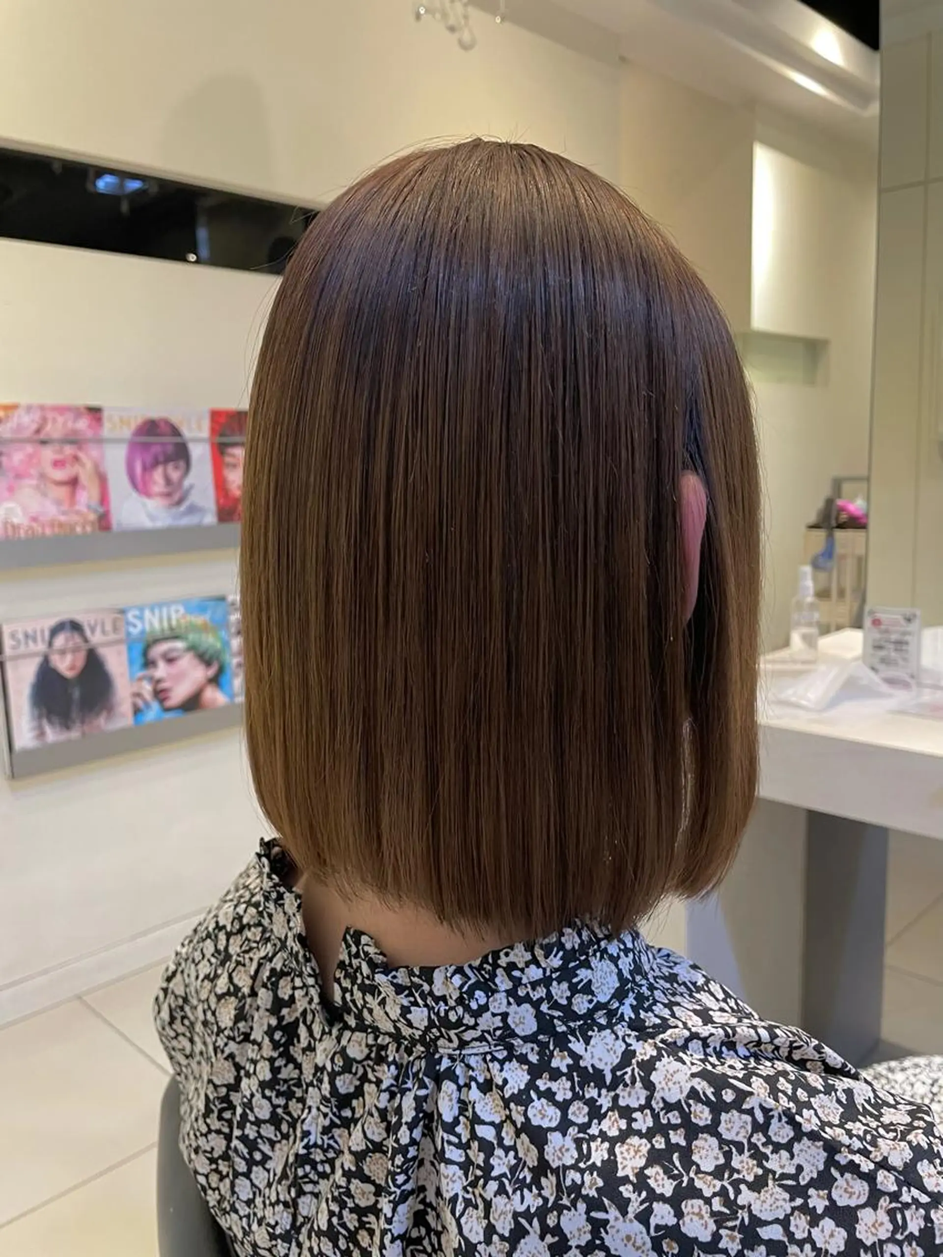 ミディアム パーマ ストレートパーマ 髪質改善×白髪ぼかし 美容師✂️武澤龍賀のヘアスタイル