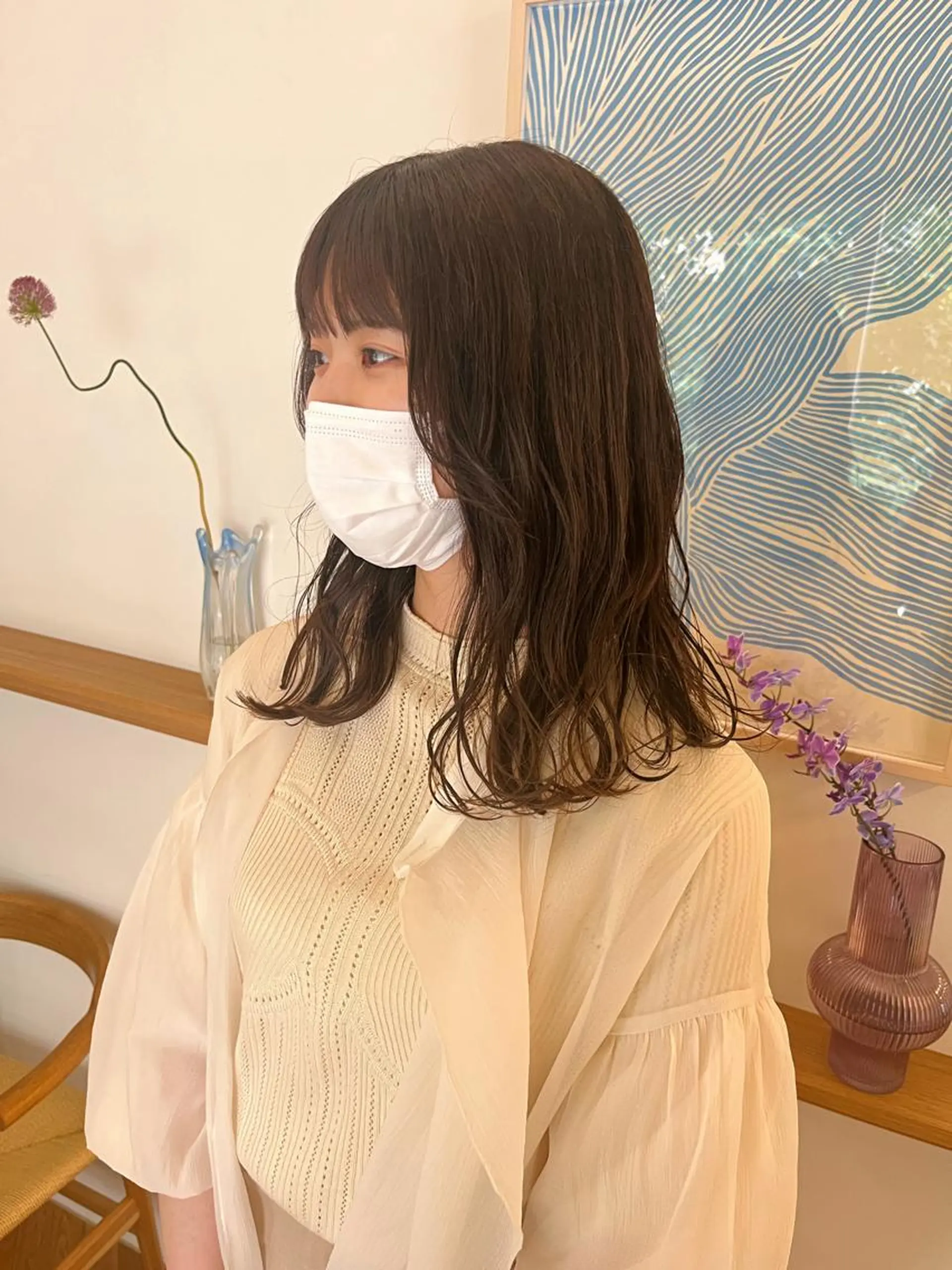 ミディアム カラー ベージュカラー オリーブベージュ カット ヘアカラー トリートメント 西山 紗耶香🪽 透明感カラー/ボブのヘアスタイル