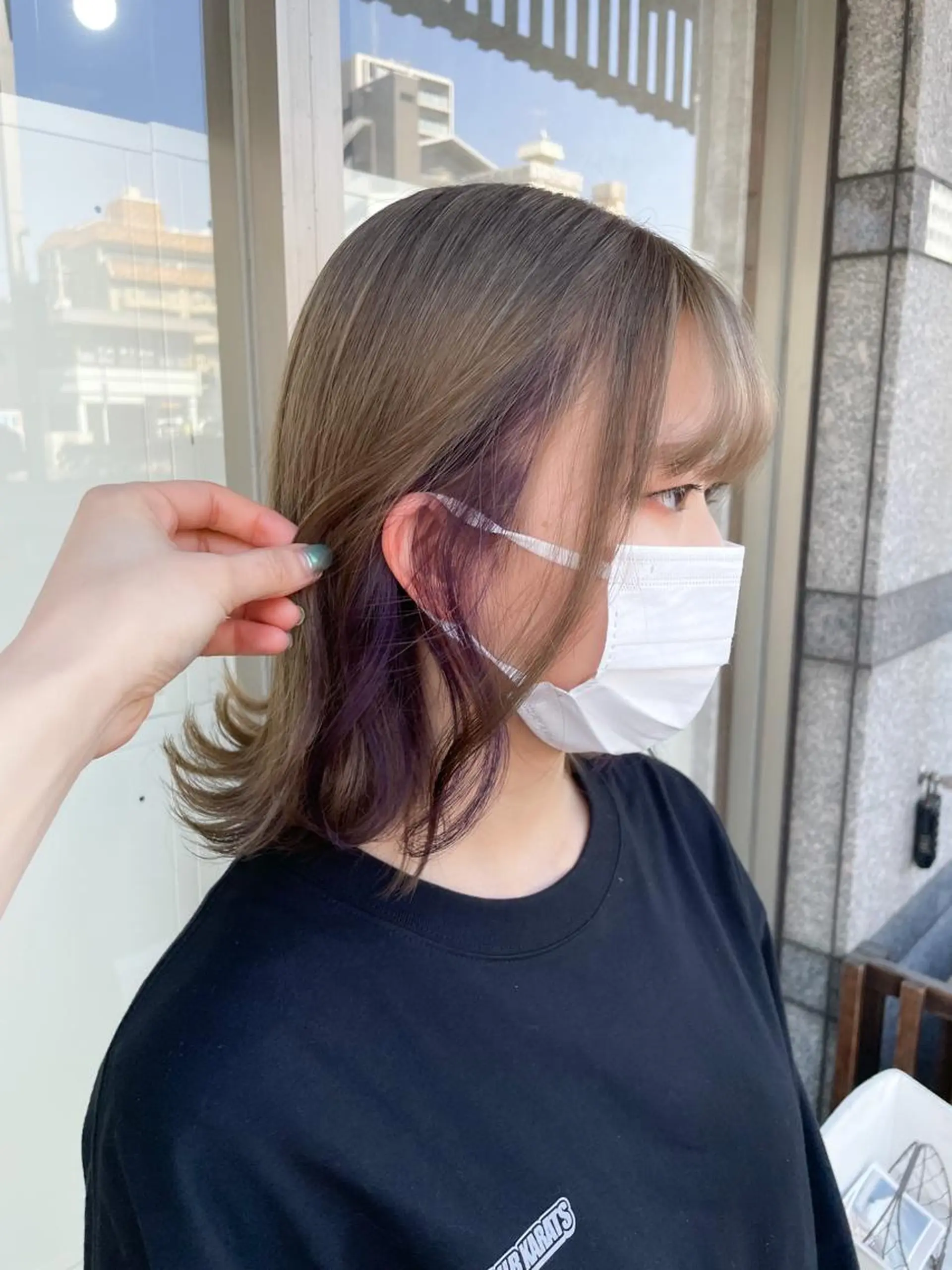 ミディアム カラー ベージュカラー 透明感カラー グレージュ インナーカラー ラベンダーカラー イワタ マハ/ minim hairのヘアスタイル