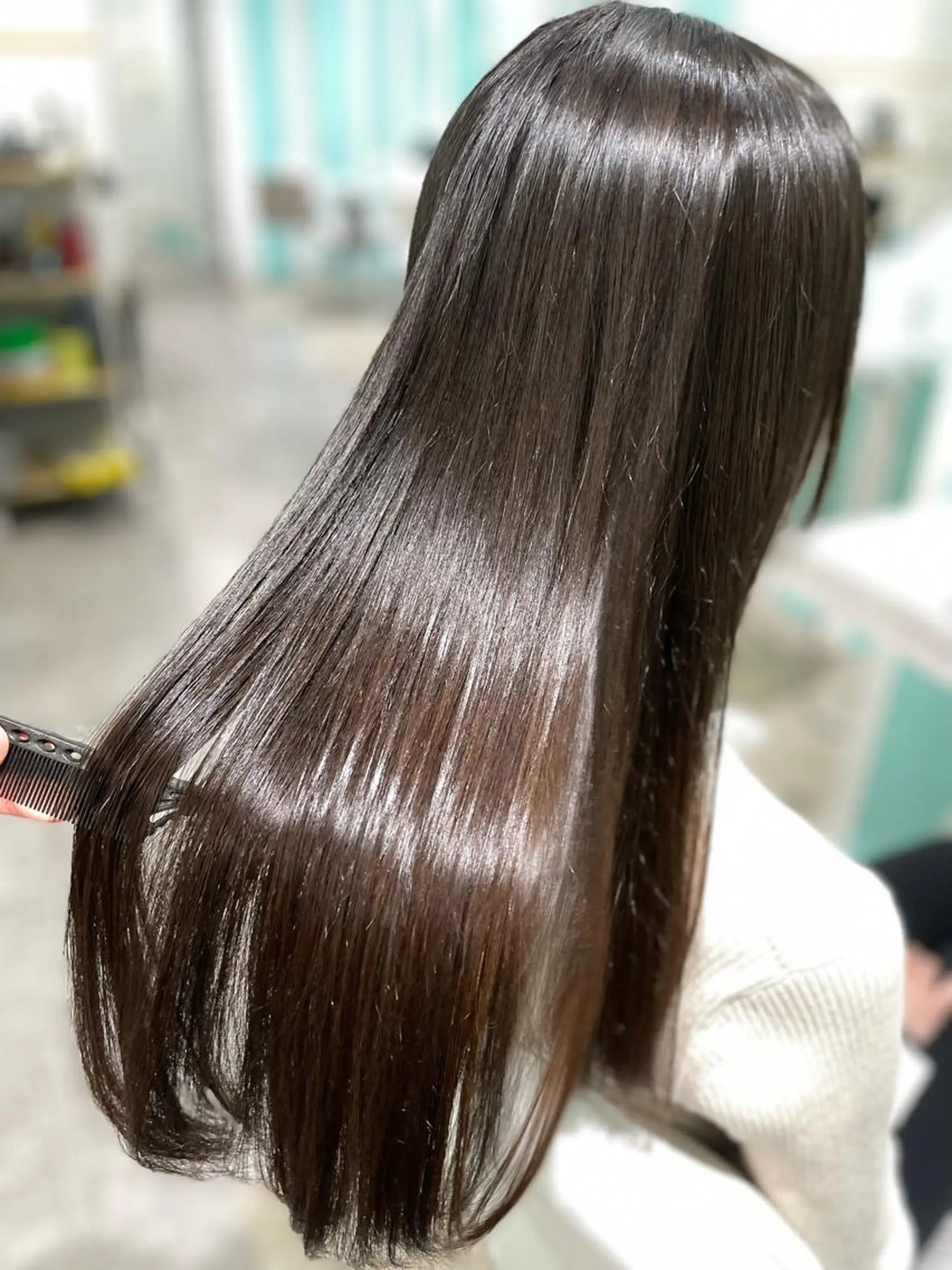 ロング 縮毛矯正 縮毛矯正 原 千景のヘアスタイル