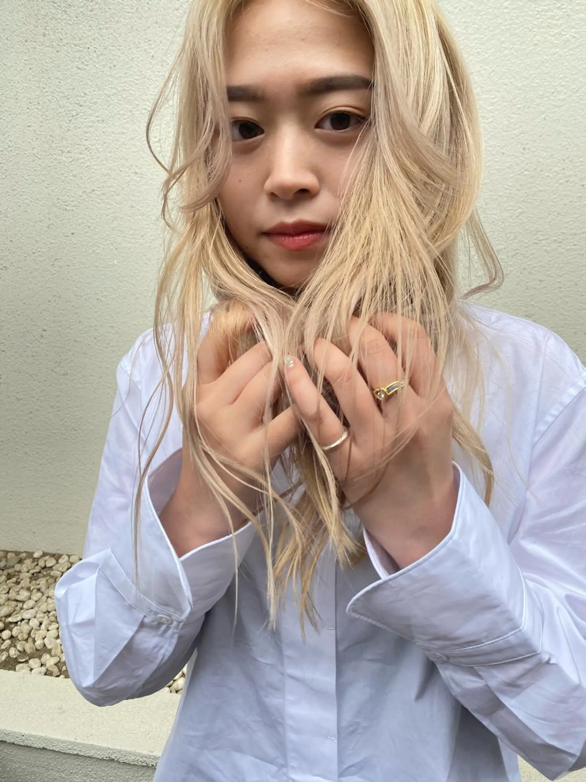 セミロング カラー レイヤーウルフ エクステ磯部のヘアスタイル