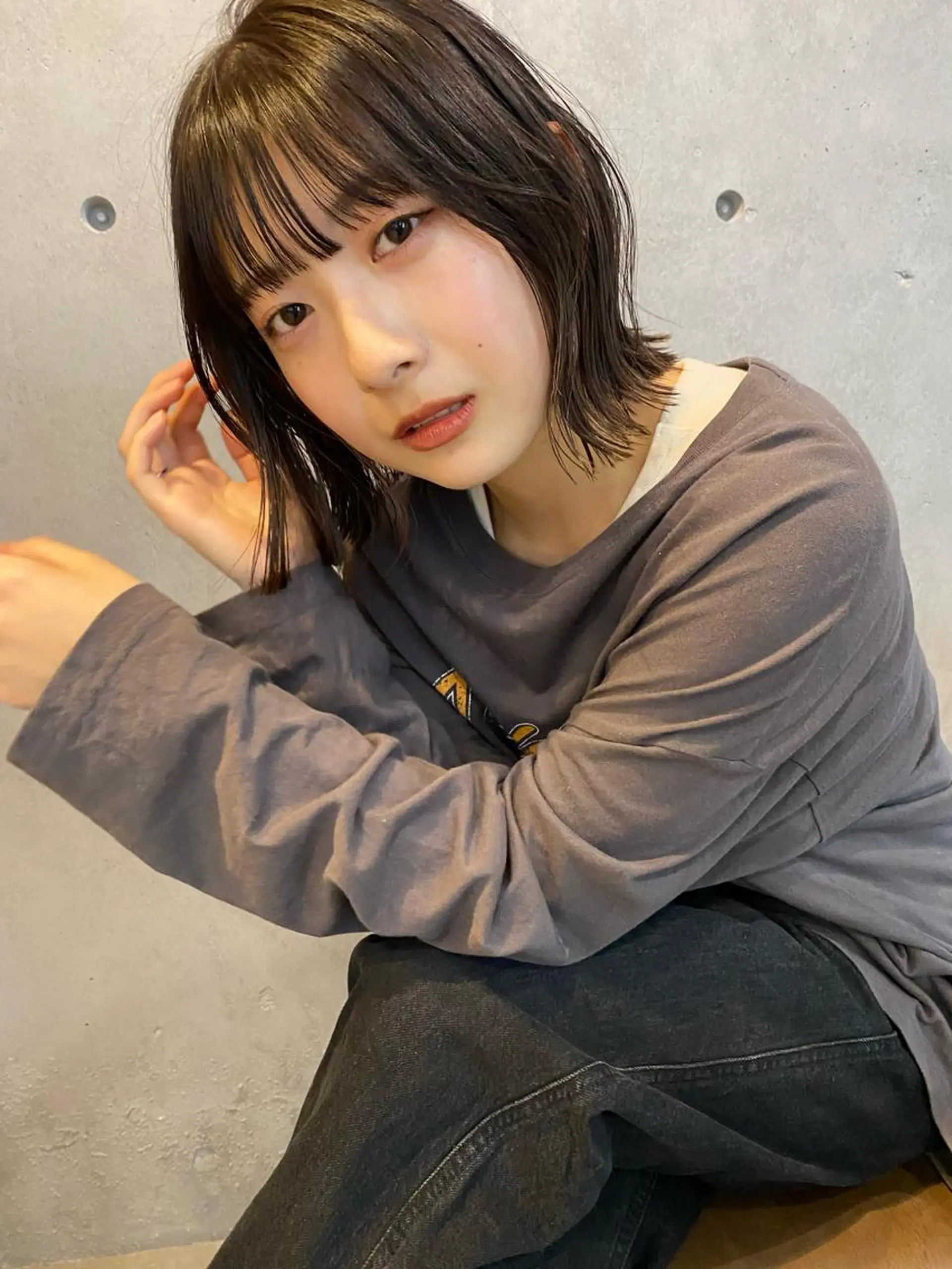 ショート カラー ボブ くびれヘア カット ヘアカラー レイヤーカット /透明感/千葉怜寿のヘアスタイル